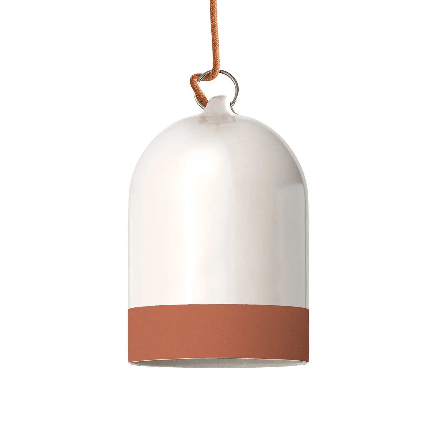 Lampenschirm Mini XS, zweifarbig, aus Keramik Weiß und Terrakotta, Kollektion Materia – Made in Italy