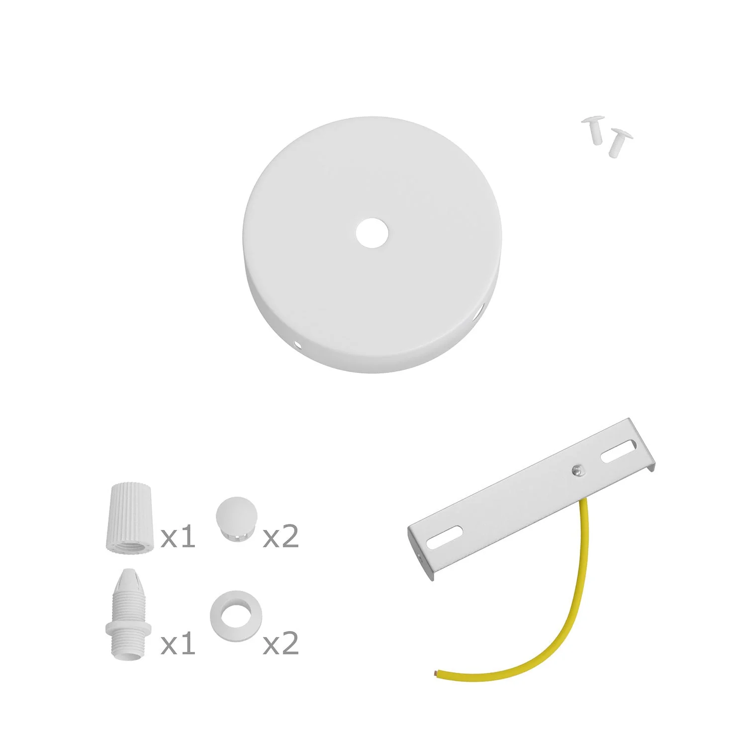 Mini-Kit zylindrische Rosette aus Metall mit 1 zentralem und 2 seitlichen Löchern – Mattweiß - Image 3