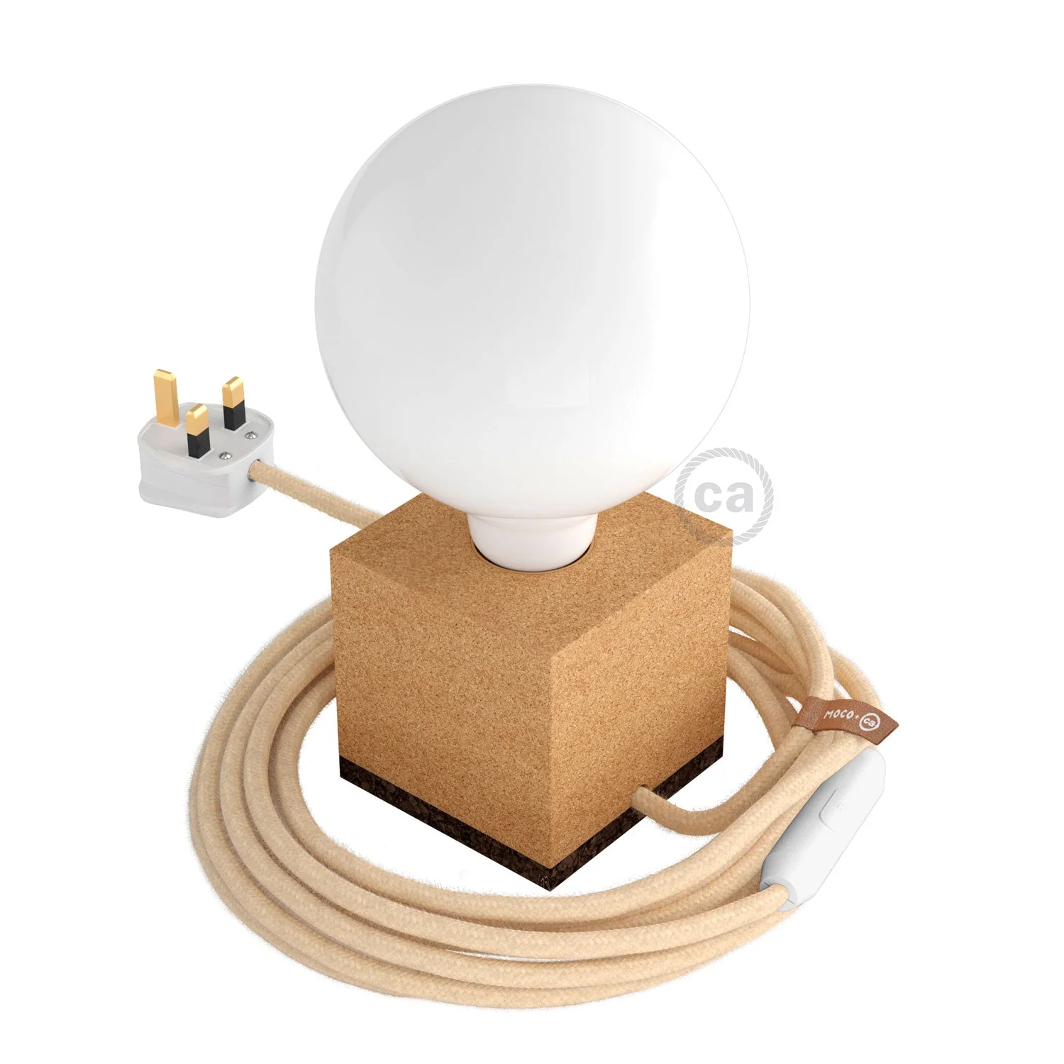 MoCo Posaluce Cubetto aus Naturkork mit UK-Stecker – Naturkork