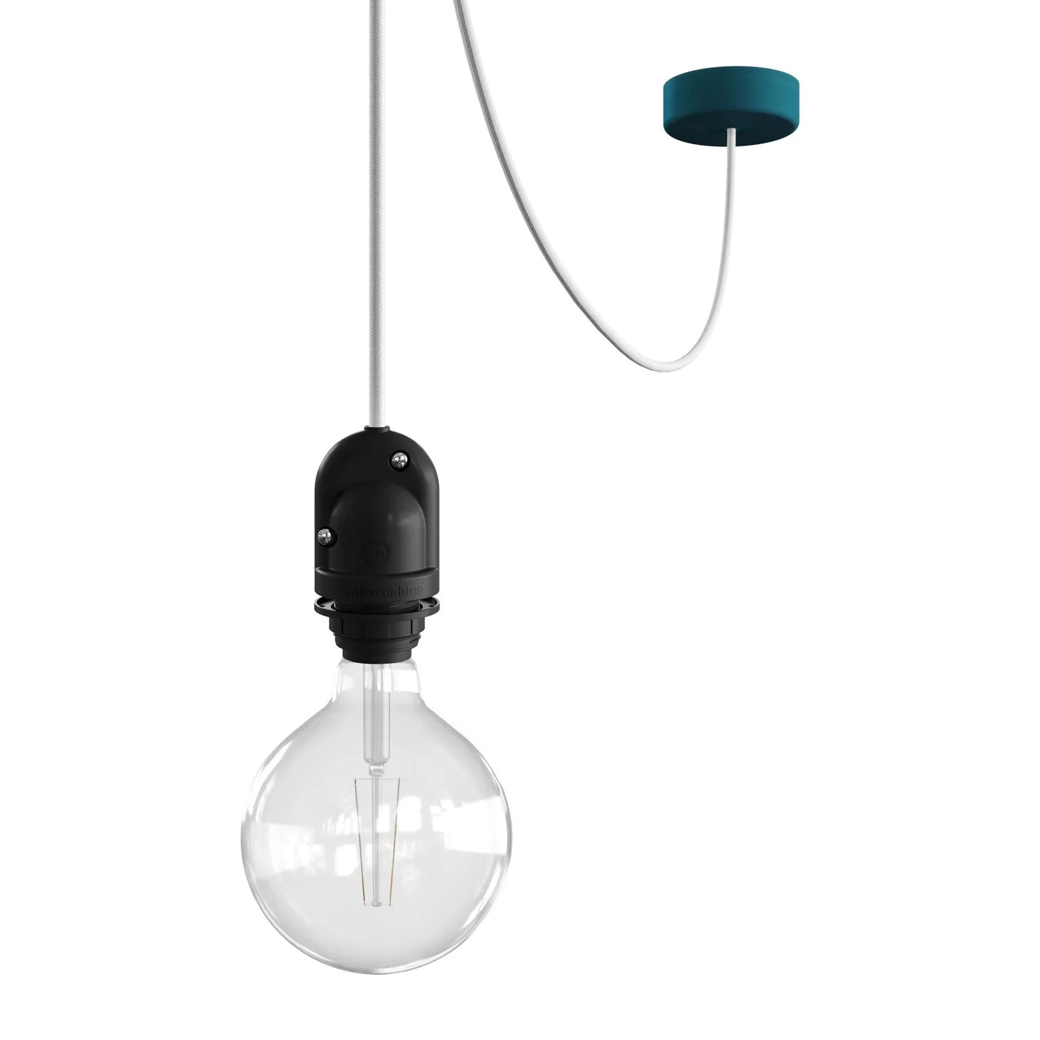 Modulair Außenlampe mit 5 m Stoffkabel, Dezentralisierungselement, Baldachin und IP65-Lampenfassung – Petrol