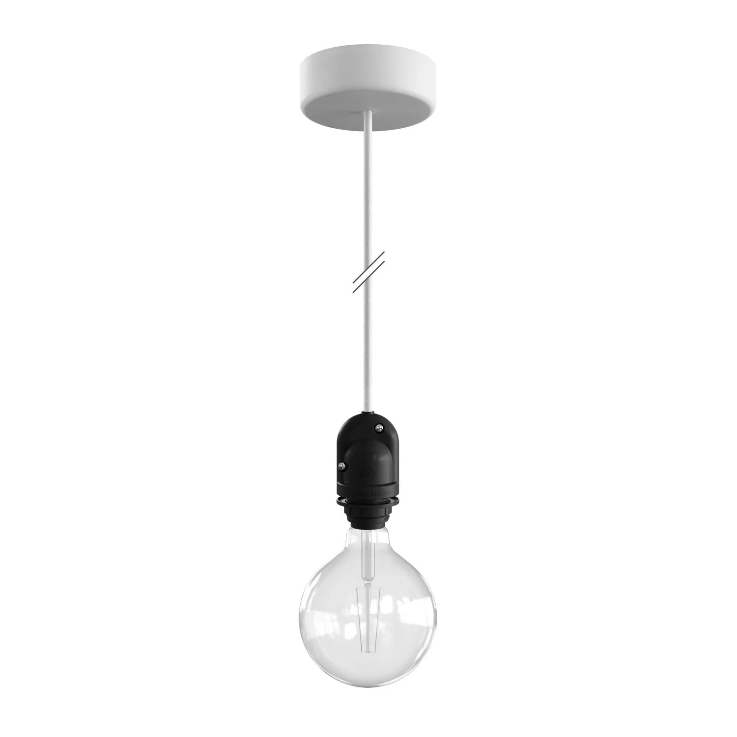 Modulair Außenlampe für Lampenschirme mit 1,5 m Textilkabel, Baldachin und Fassung IP65 wasserdicht – Weiß