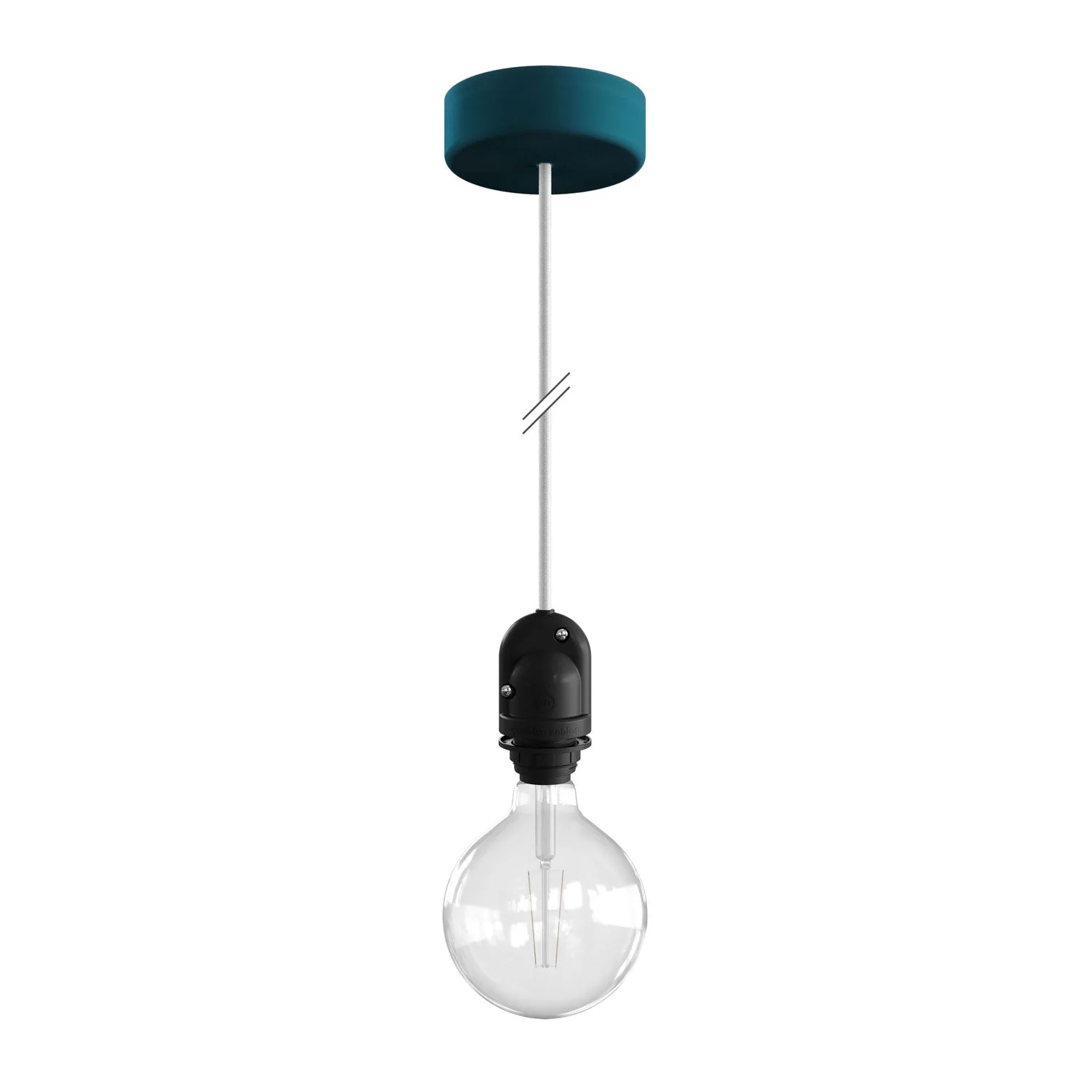 Modulair Outdoor-Lampenfassung für Schirm mit 1,5 m Textilkabel, Rosette und IP65-portalampada – Petrol