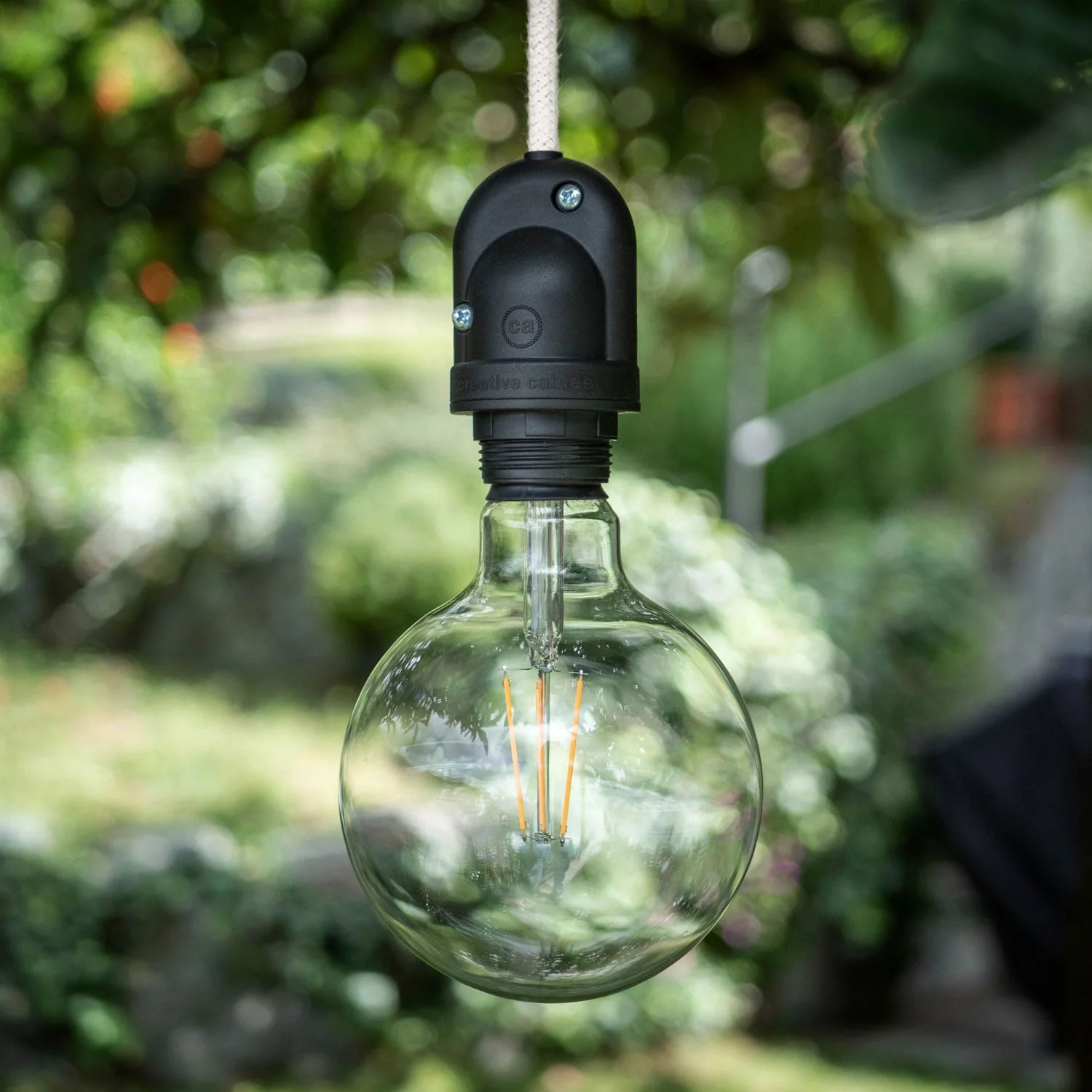 Modulair Outdoor-Lampenfassung für Schirm mit 1,5 m Textilkabel, Rosette und IP65-portalampada – Petrol - Image 2