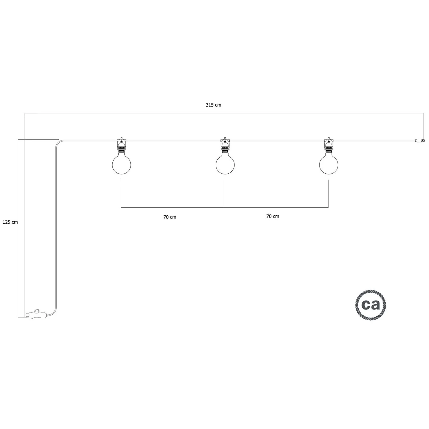 IP65 Außen-Lichterkette Modulair, tragbar mit 3 Leuchten – Weiß - Image 5
