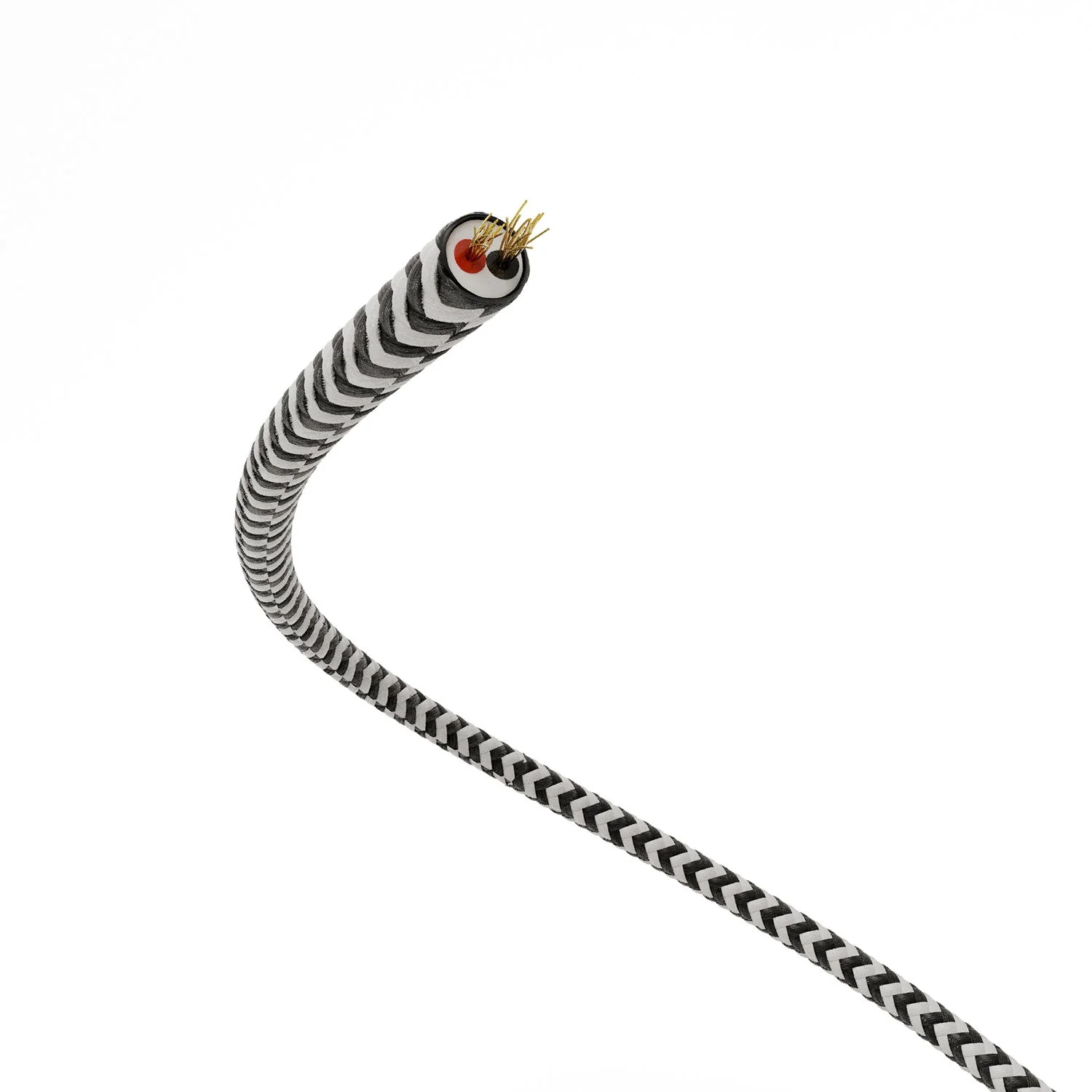 Extra-Niederspannungs-Stromkabel ummantelt mit Seiden-Effekt-Stoff ZigZag Schwarz und Weiß RZ04 - Image 3