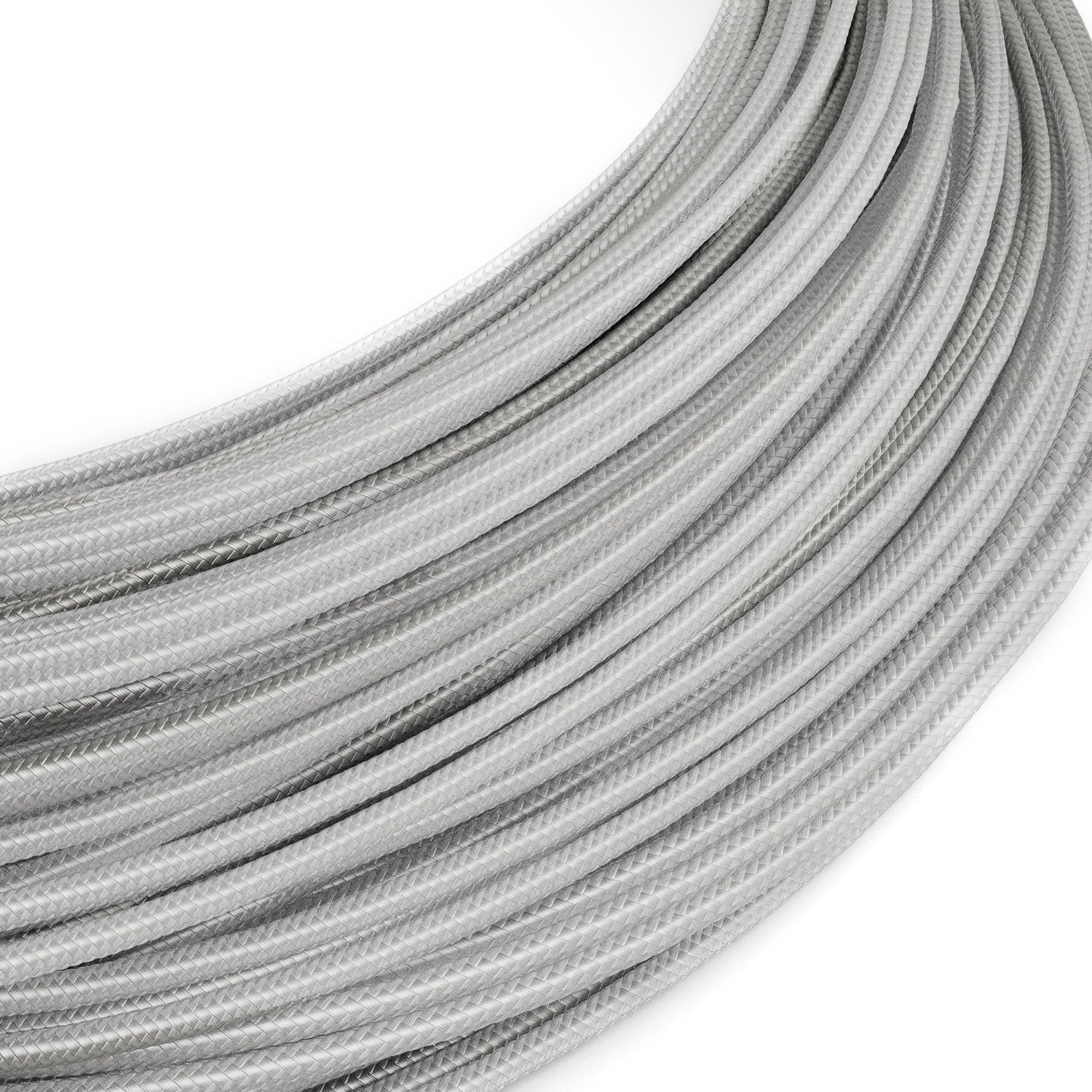 Extra-Niedervolt-Stromkabel mit seidenmattem Stoffüberzug Silber RM02