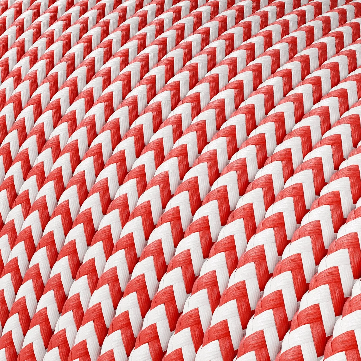 Extra-Niedervolt-Stromkabel, ummantelt mit Seideneffekt-Stoff ZigZag Weiß und Rot RZ09 - Image 2