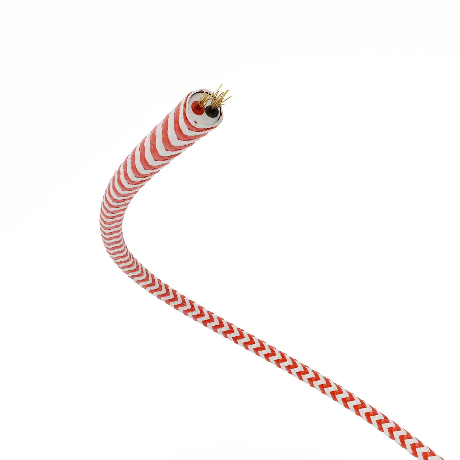 Extra-Niedervolt-Stromkabel, ummantelt mit Seideneffekt-Stoff ZigZag Weiß und Rot RZ09 - Image 3