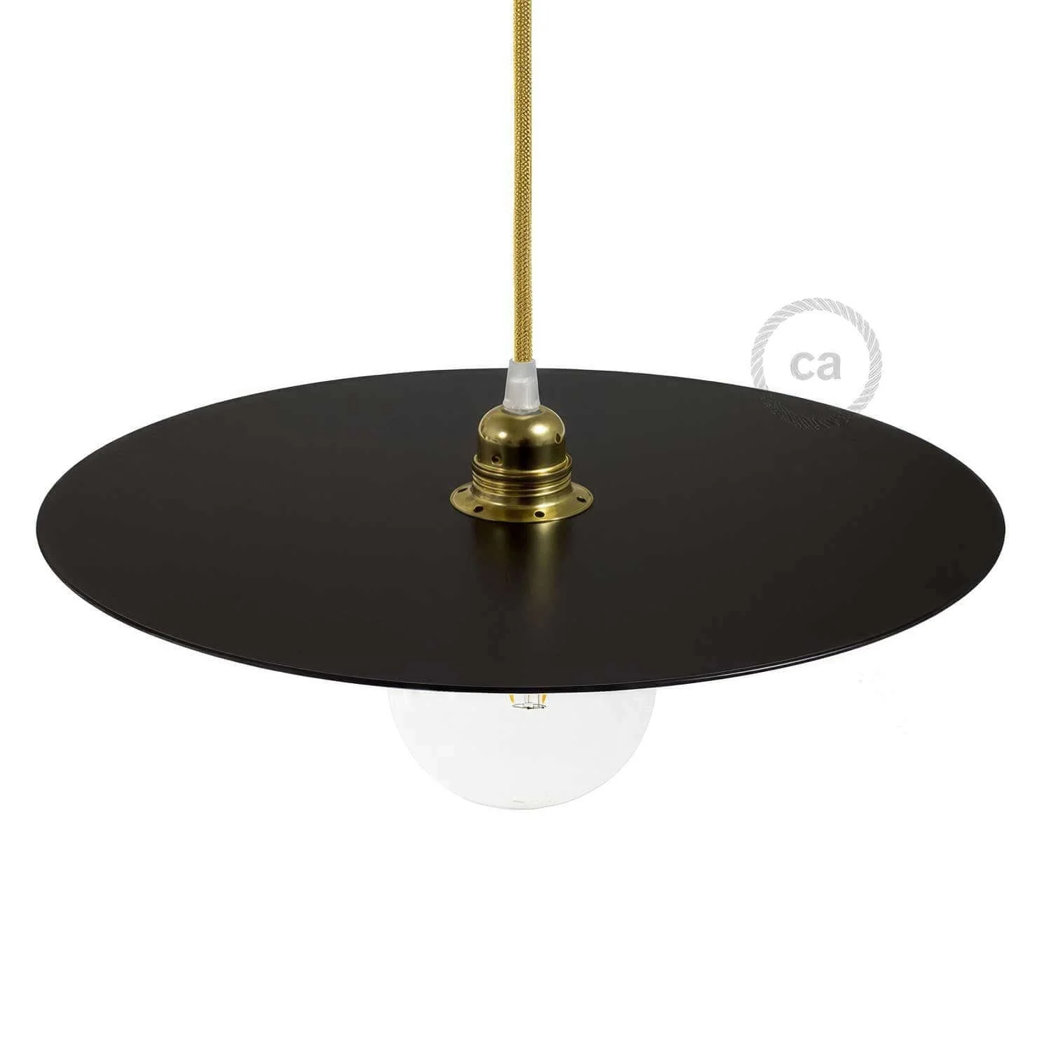 Übergroßer Ellepì-Teller aus lackiertem Eisen für Pendelleuchten, Durchmesser 40 cm – Made in Italy – Schwarz