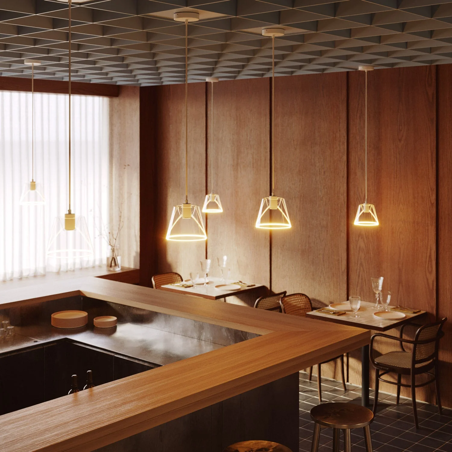 Pendant lamp with clear cone Ghost bulb - Matt white - Image 2