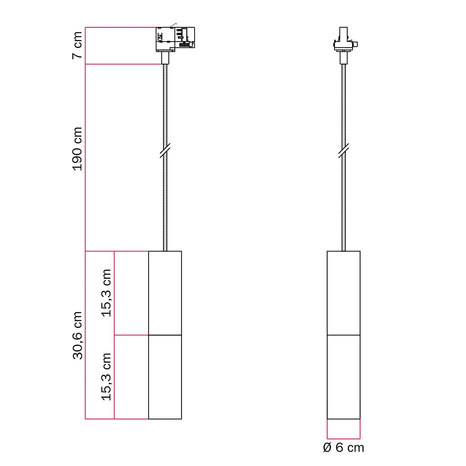 Pendelleuchte für Stromschienensystem mit doppeltem Lampenschirm Tub-E14 – Schwarz und Satin Bronze - Image 6