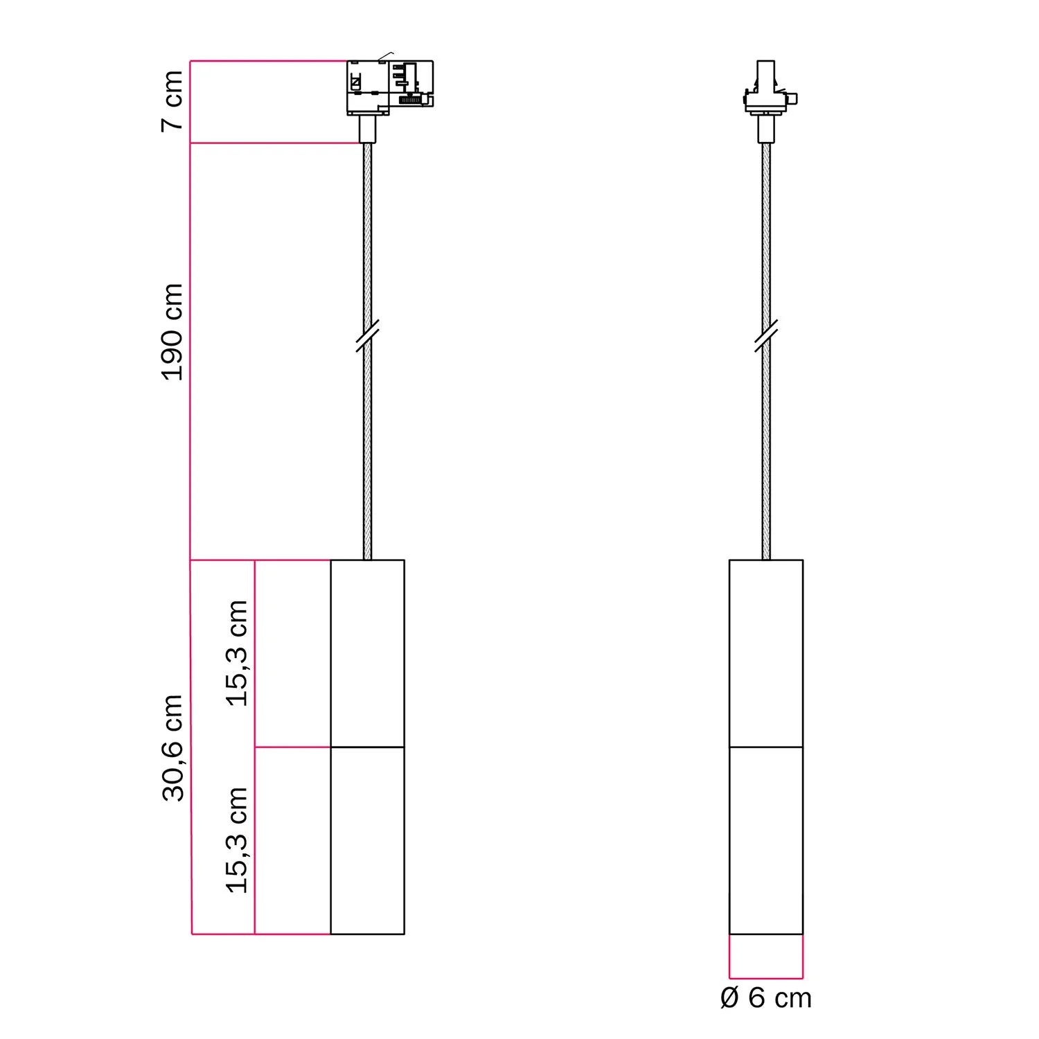 Pendelleuchte für Stromschienen mit Doppel-Lampenschirm Tub-E14 – Weiß und Satin-Titan - Image 6