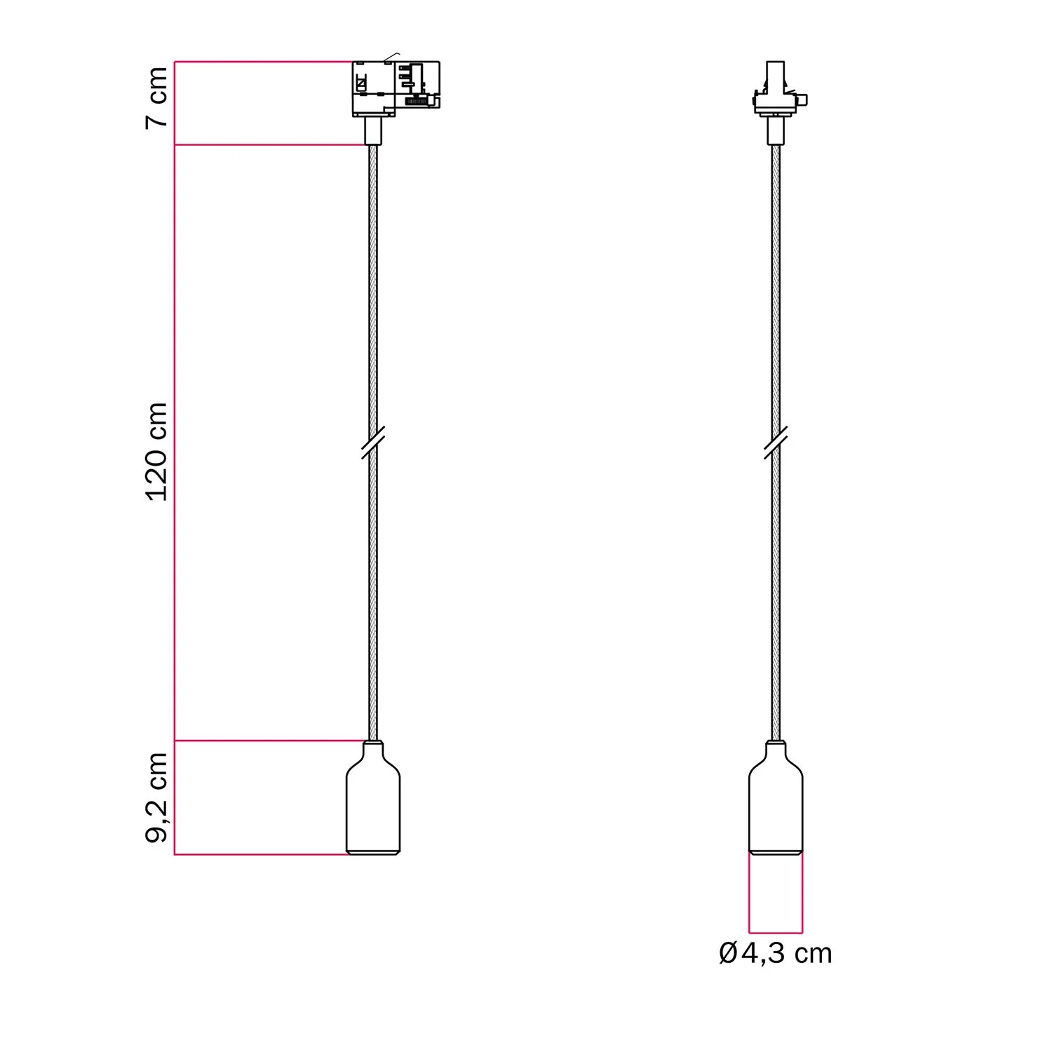 Pendelleuchte für Schienensystem aus Silikon mit Textilkabel - Weiß - Image 6