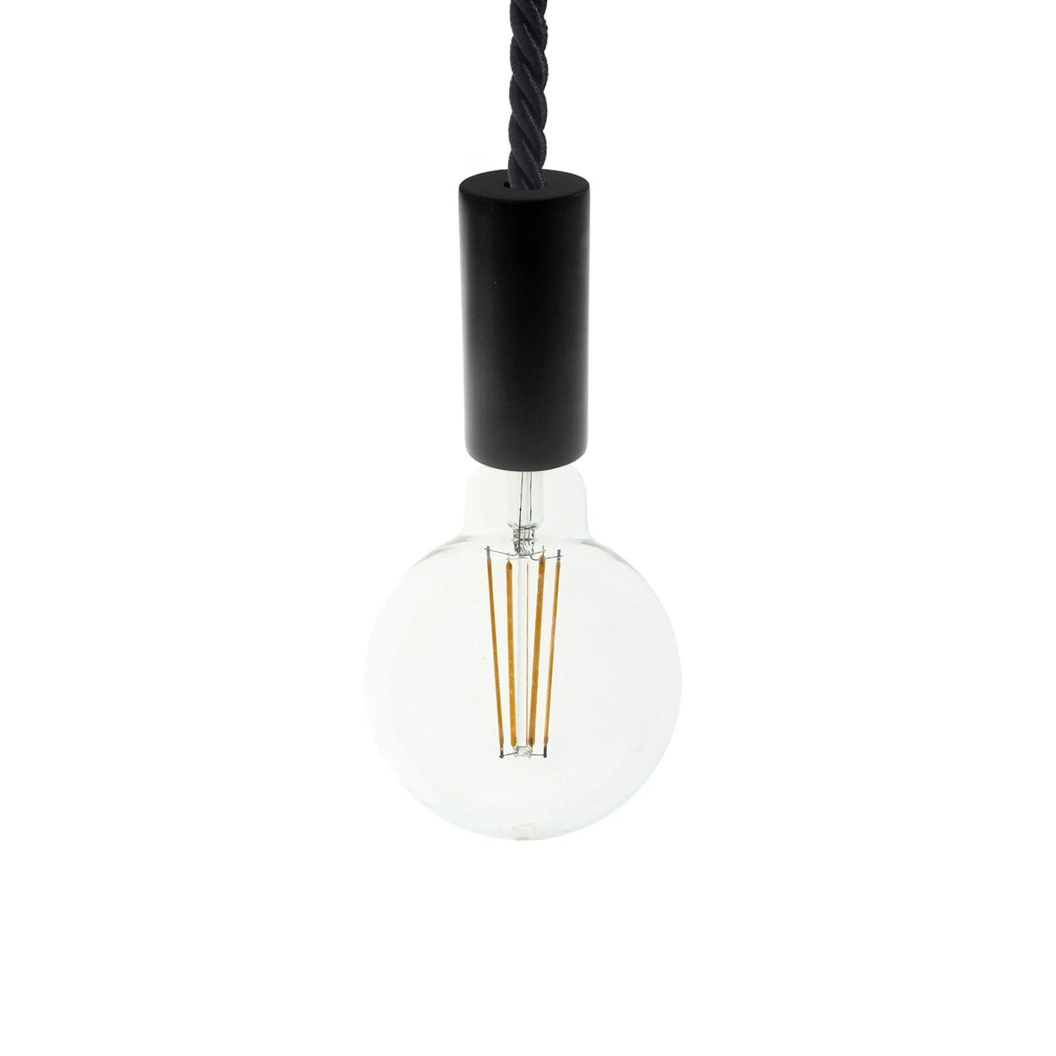 Pendelleuchte komplett mit XL-Tau 16 mm mit lackierten Holzdetails – Schwarz