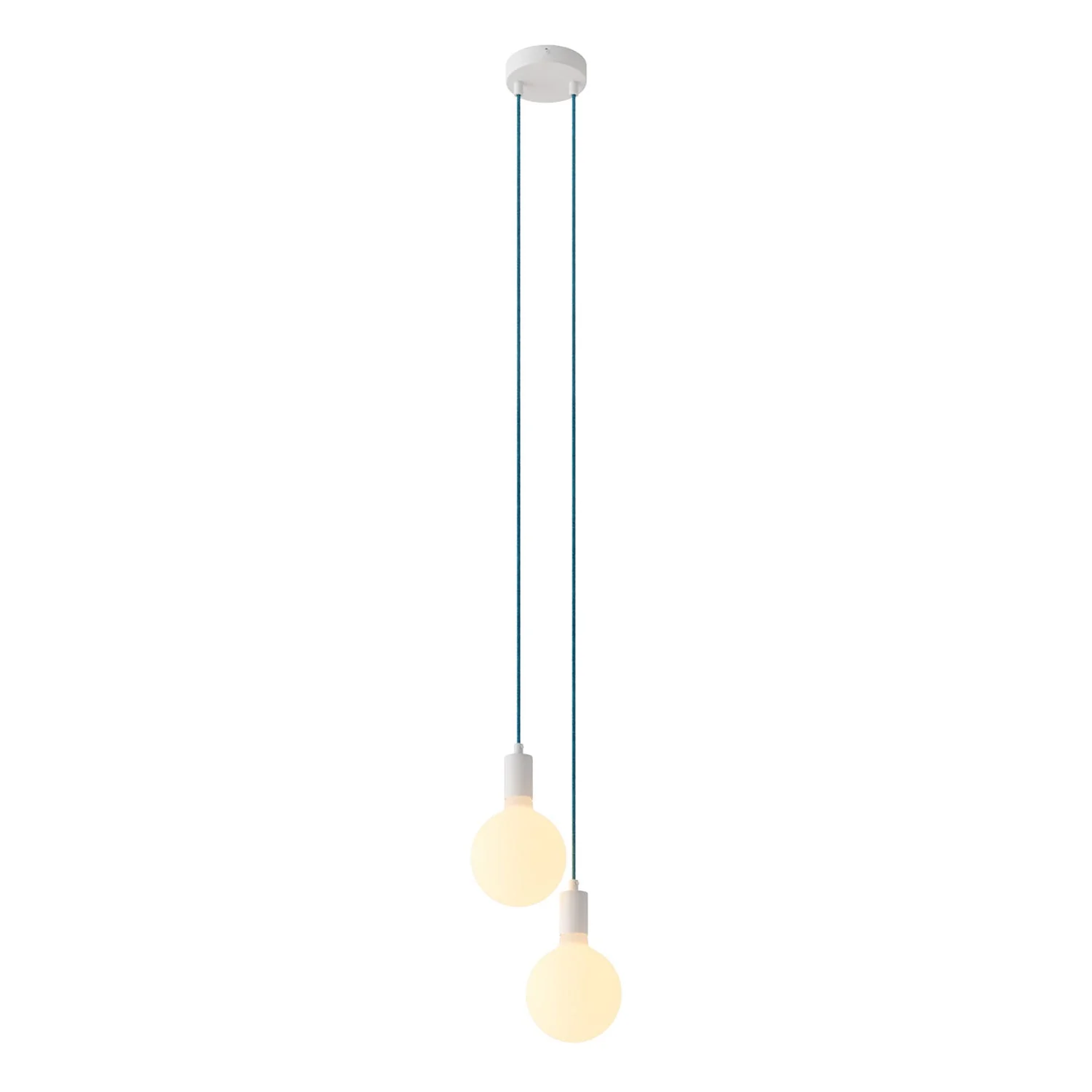 Mehrfachpendelleuchte mit 2 Abhängungen und Metalldetails - Weiß
