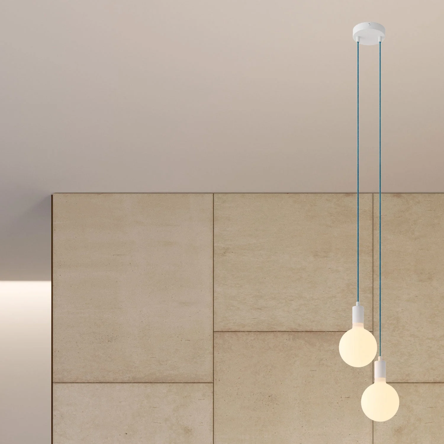 Mehrfachpendelleuchte mit 2 Abhängungen und Metalldetails - Weiß - Image 3