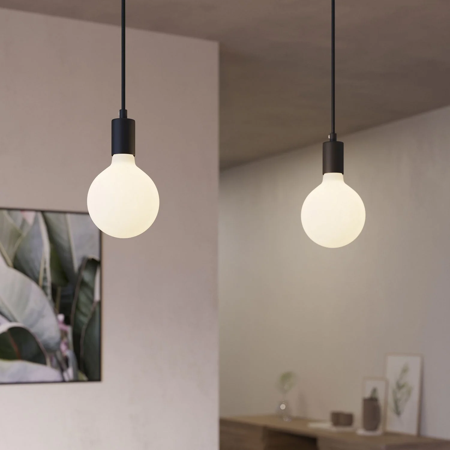 Pendelleuchte mit 2 Abhängungen und XXL Rose-One Rechteckig 675 mm mit Metallfinishes – Matt-Schwarz - Image 3
