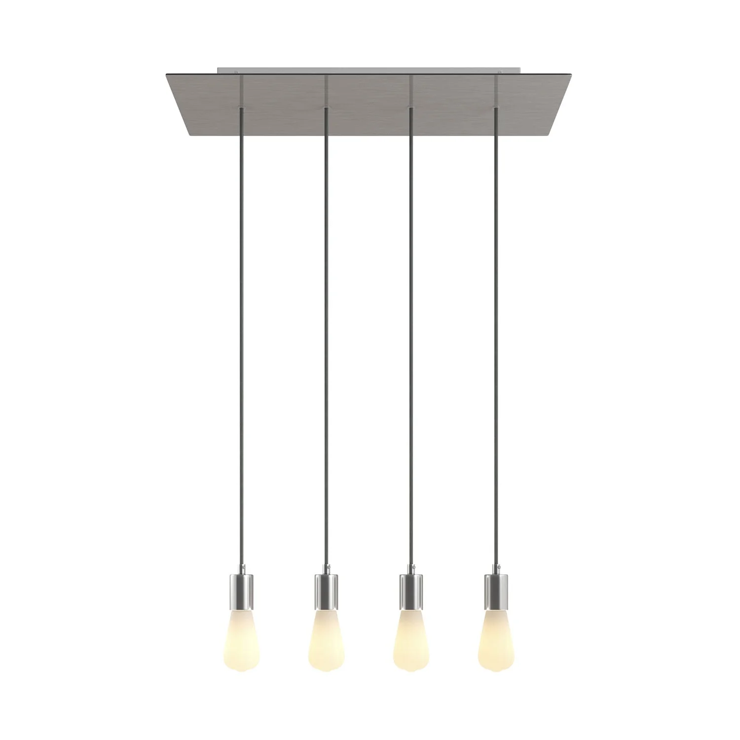 Pendelleuchte mit 4 Abhängungen und XXL Rose-One rechteckig 675 mm mit Metallfinish – Satinierter Stahl