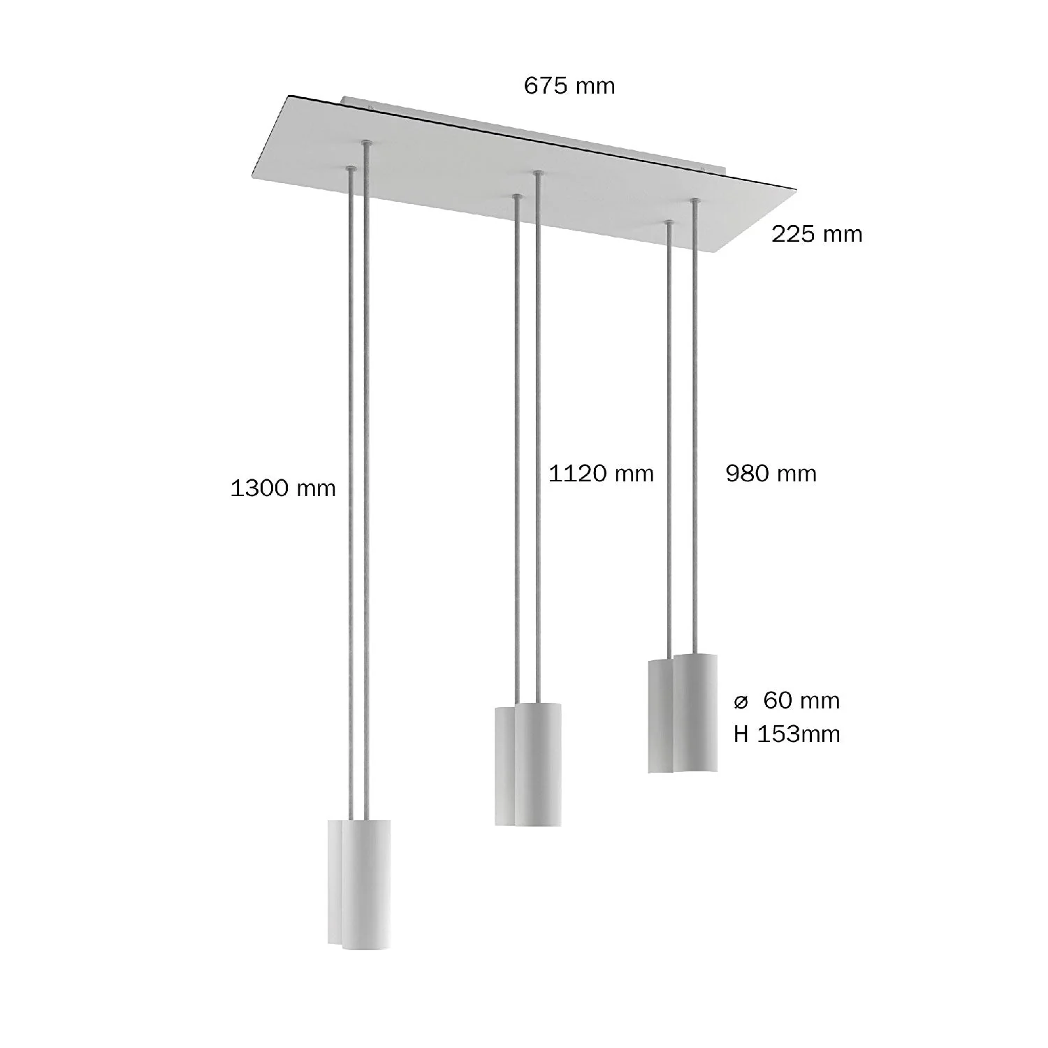 Pendelleuchte mit 6 Abhängungen und XXL Rose-One rechteckig 675 mm mit Metallschirm Tub-E14 – satiniertes Kupfer - Image 6