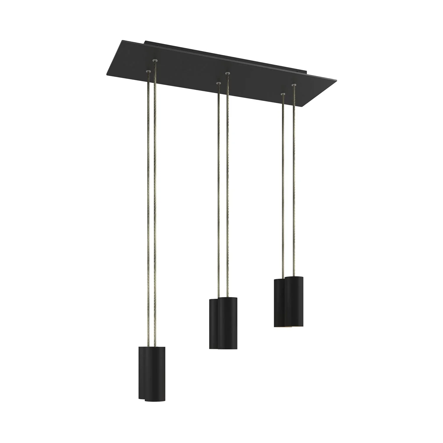 Pendelleuchte mit 6 Abhängungen und XXL Rose-One rechteckig 675 mm mit Lampenschirm aus Metall Tub-E14 – Mattschwarz