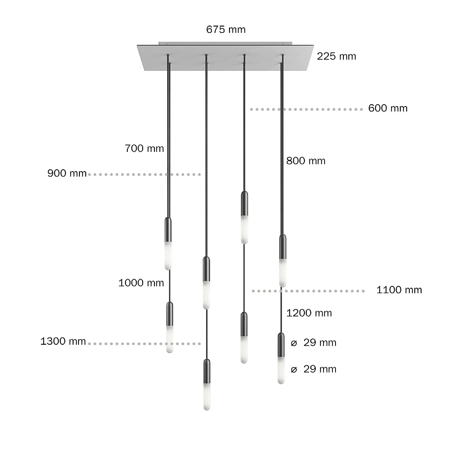 Pendelleuchte mit 8 Abhängungen und XXL Rose-One, rechteckig 675 mm, mit Metall-Finish – Satiniertes Kupfer - Image 6