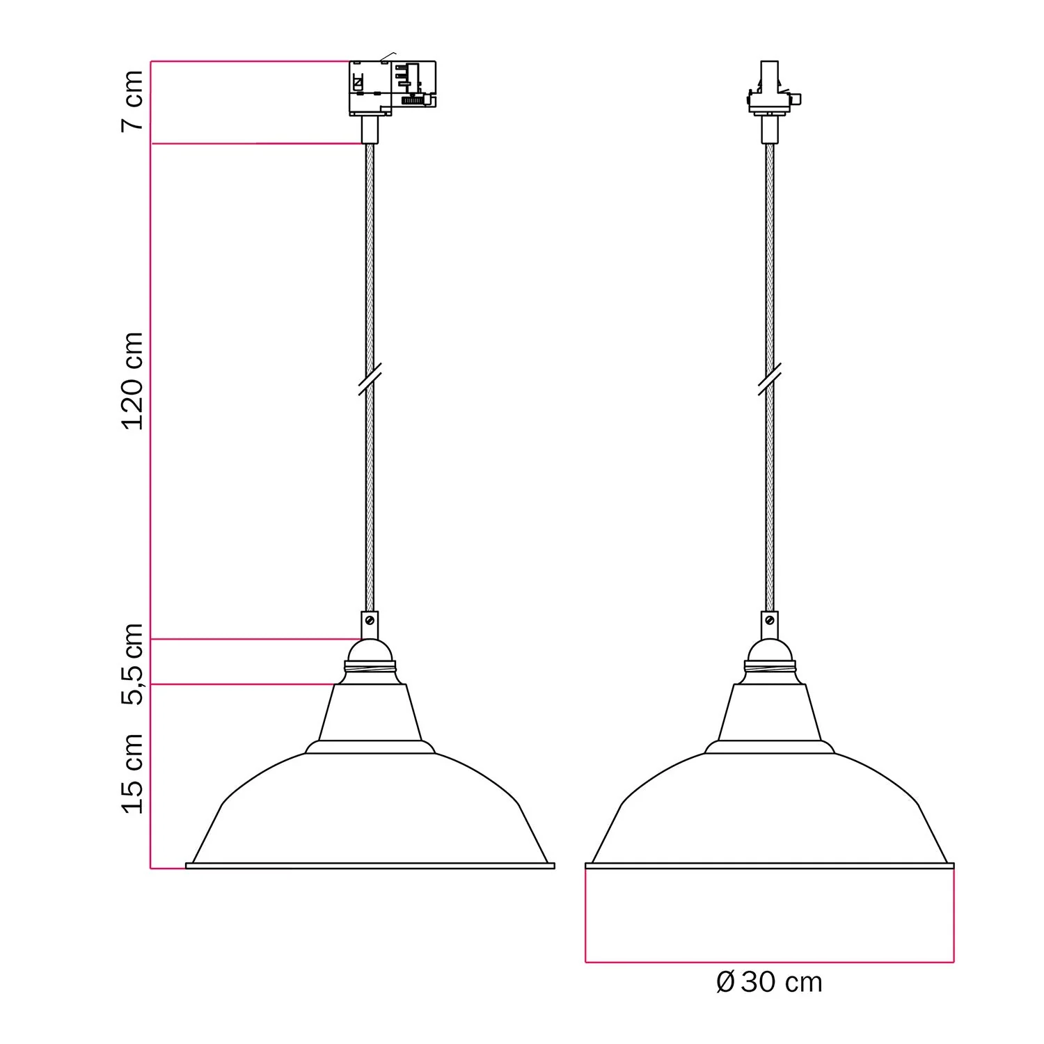 Pendelleuchte mit Bistrot-Schirm für Schienensystem – Weiß - Image 6
