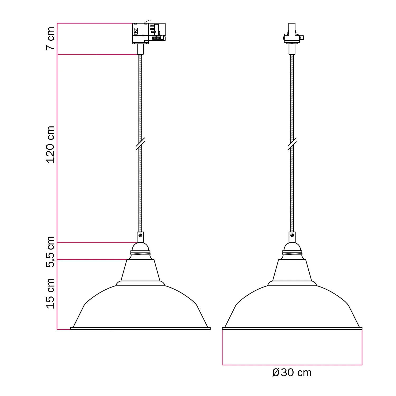 Pendelleuchte mit Bistrot-Schirm für Schienensysteme – Grün - Image 6