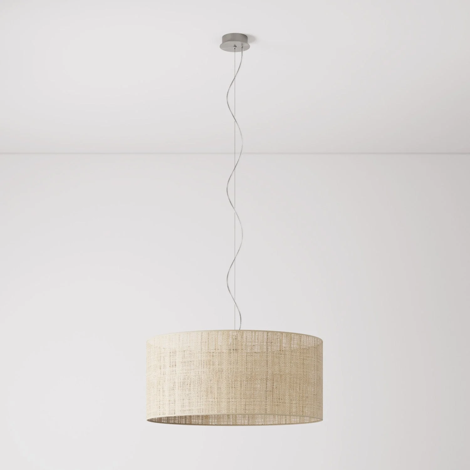 Pendelleuchte mit Stoffschirm Zylinder Large – Made in Italy – Raphia
