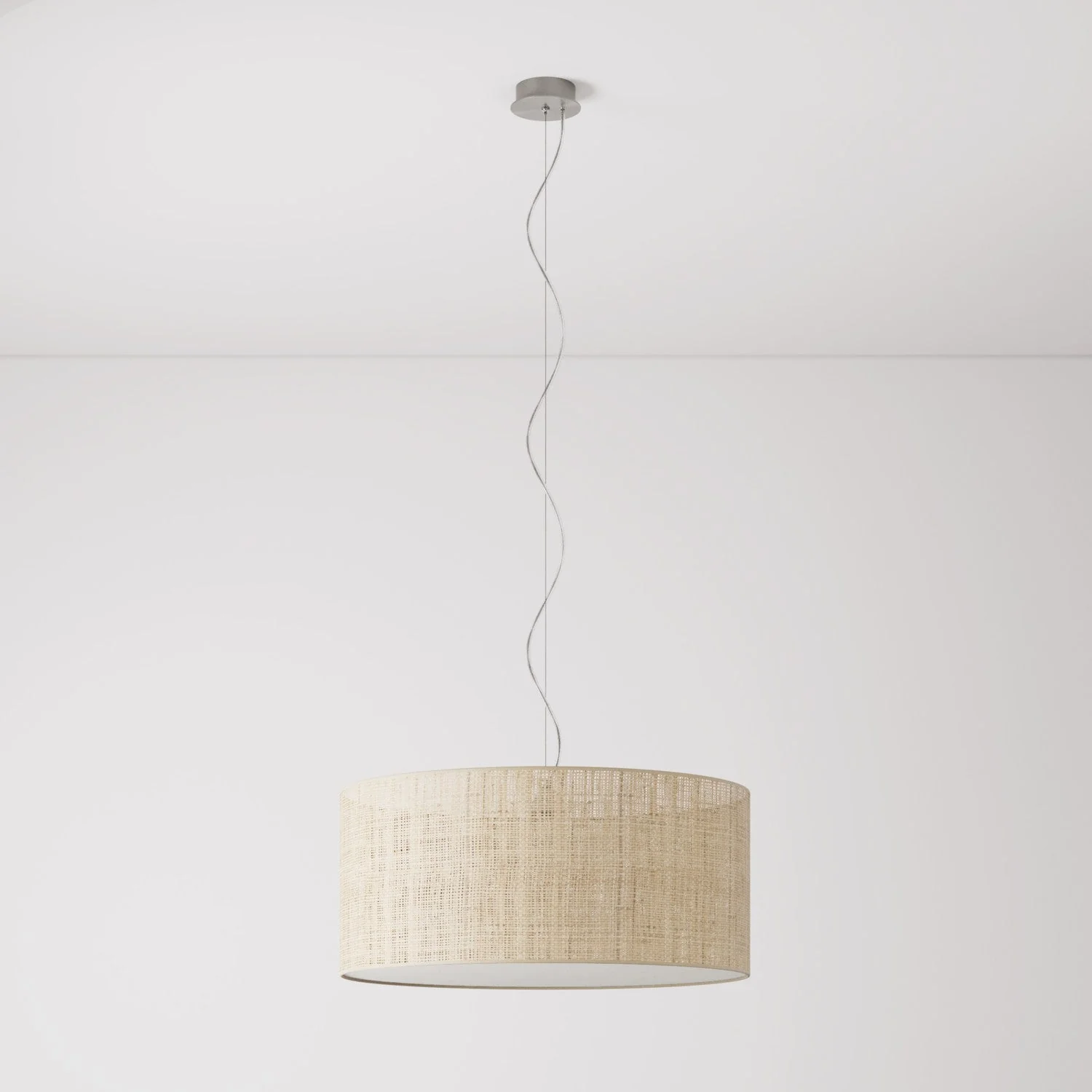 Pendelleuchte mit Stoffschirm Zylinder Large – Made in Italy – Raphia - Image 7