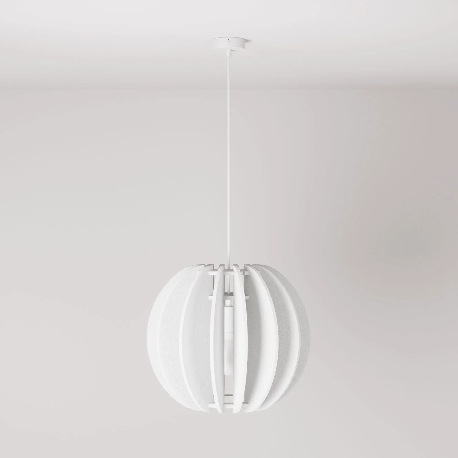 Pendelleuchte mit elliptischem LAMPSHADE aus schallabsorbierendem Material – Weiß meliert - Image 3