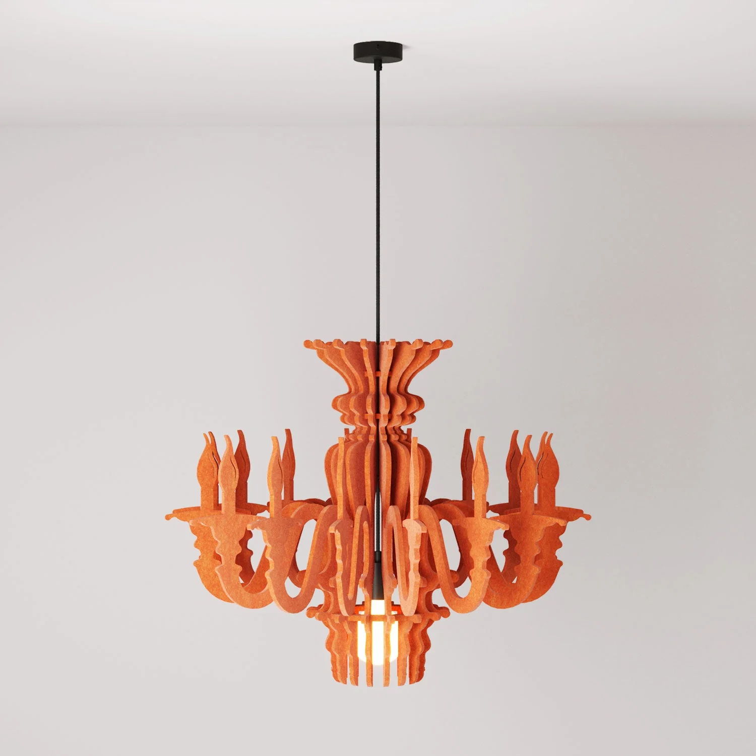 Pendelleuchte mit klassischem SHHANDELIER-Schirm aus schallabsorbierendem Material – Melange Orange