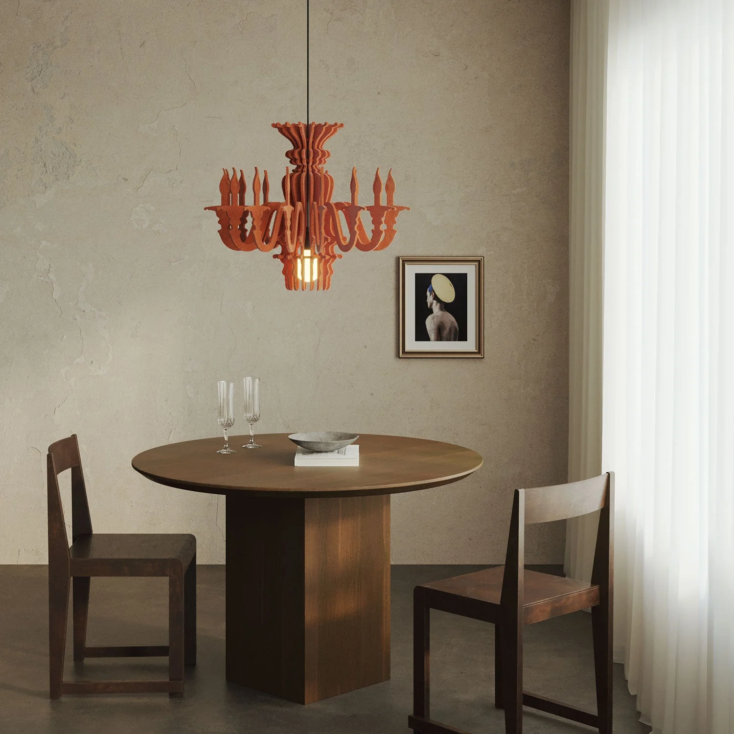 Pendelleuchte mit klassischem SHHANDELIER-Schirm aus schallabsorbierendem Material – Melange Orange - Image 2