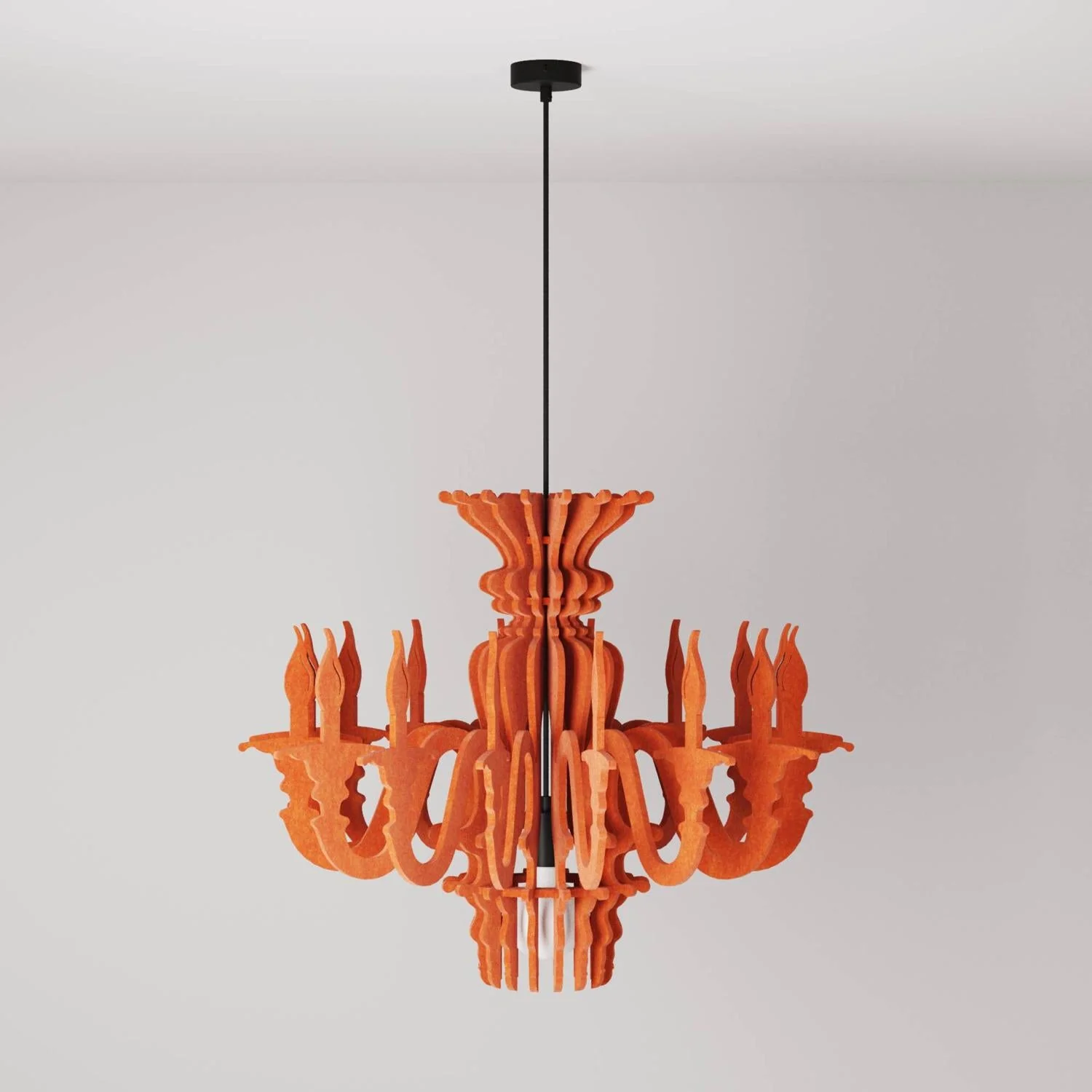 Pendelleuchte mit klassischem SHHANDELIER-Schirm aus schallabsorbierendem Material – Melange Orange - Image 3