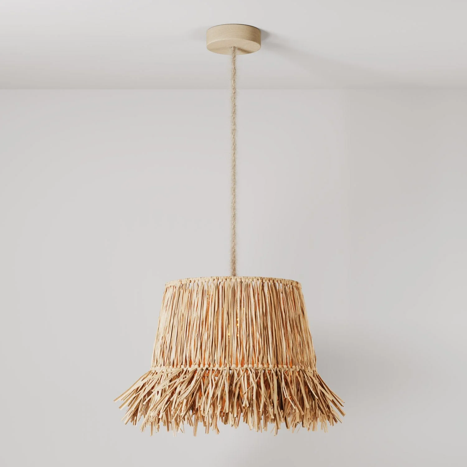 Pendelleuchte mit Schirm aus Raphia Honolulu