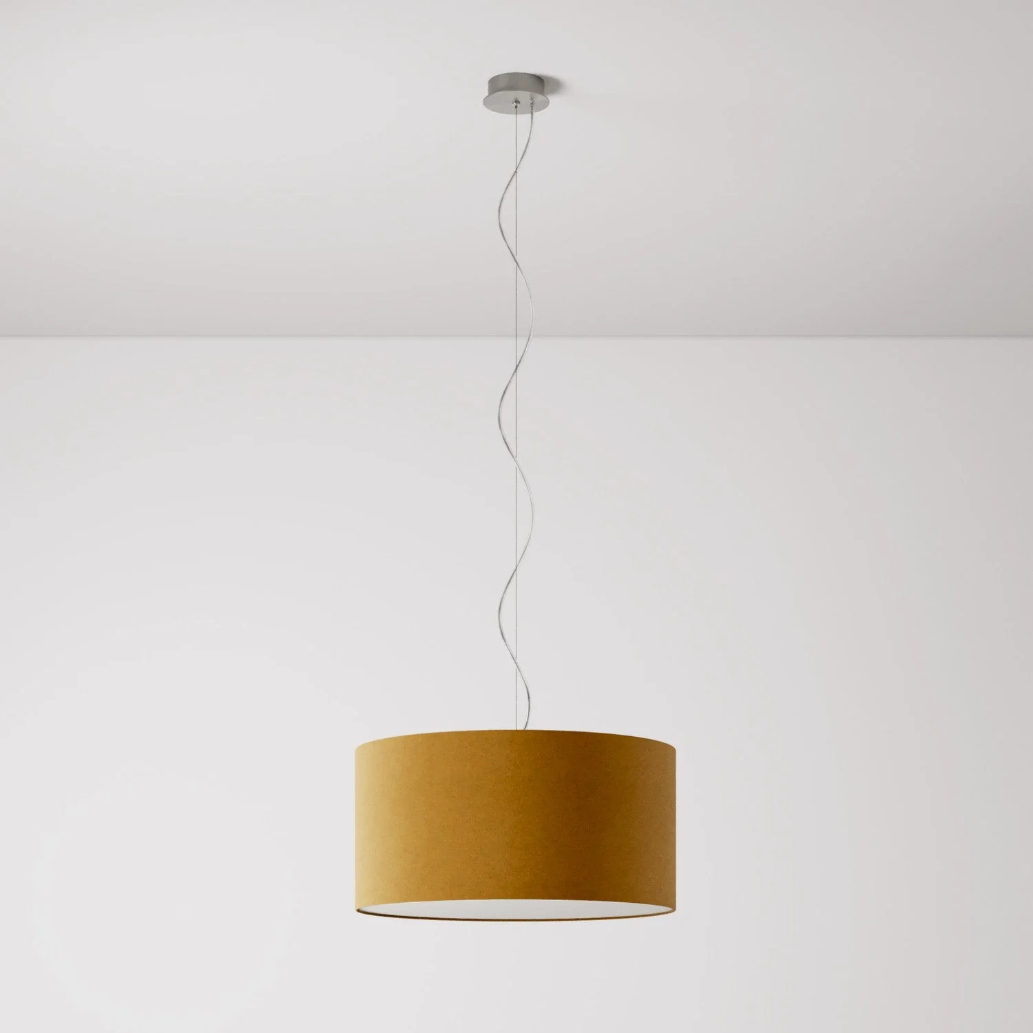 Pendelleuchte mit zylindrischem Schirm Medium – Made in Italy – Senfgelbe Wolle - Image 7