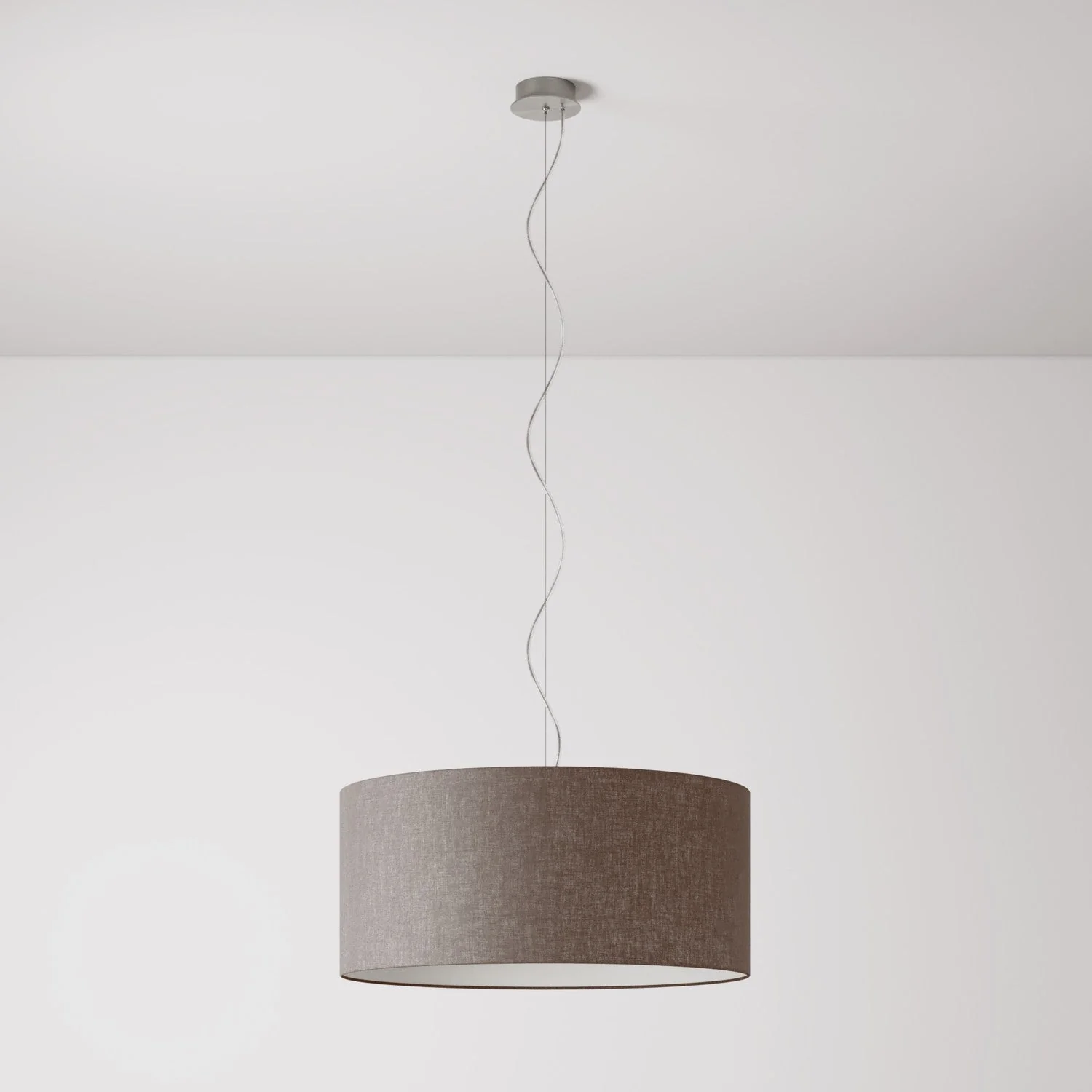 Hängelampe mit Stofflampenschirm Cilindro Large – Made in Italy – Camelot Braun