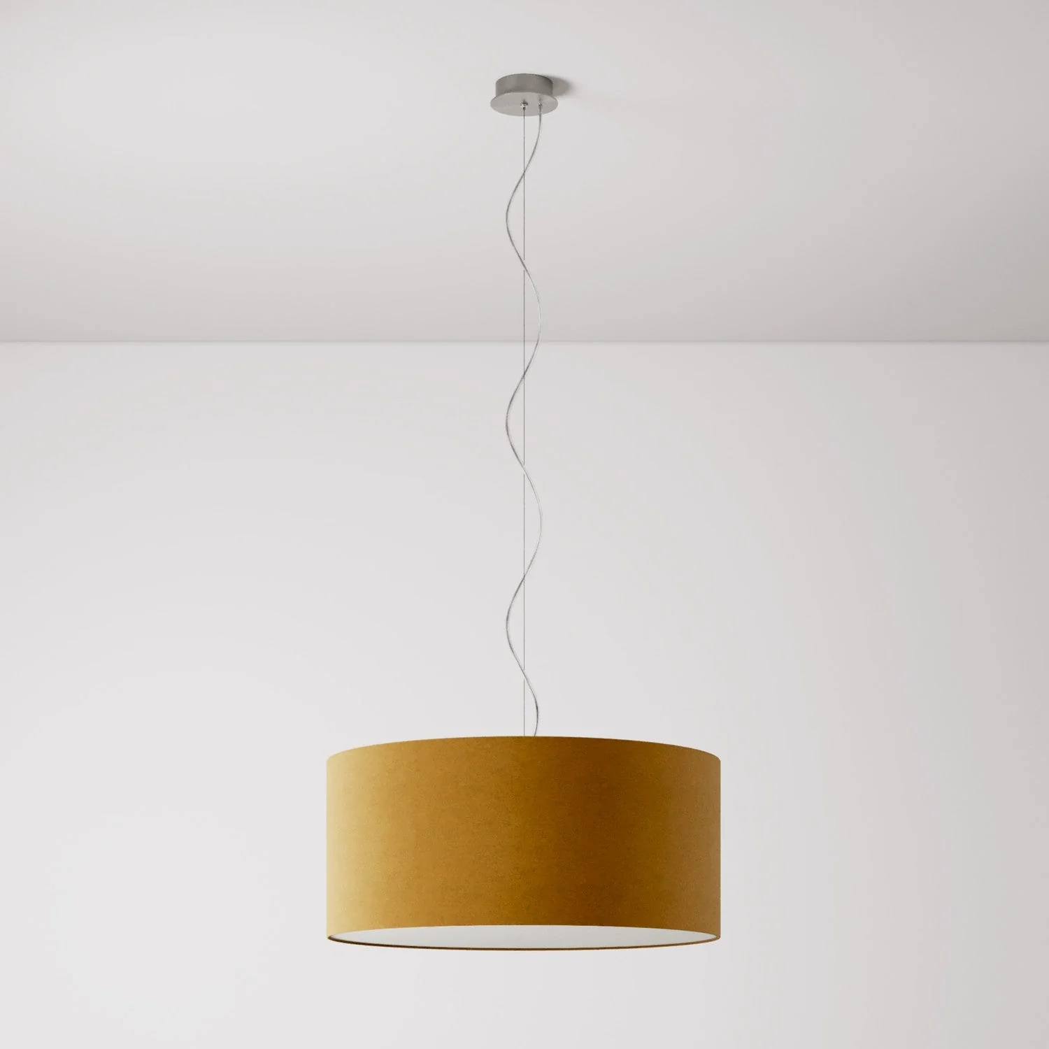 Pendelleuchte mit großem Stoffschirm Cilindro Large – Made in Italy – Senfgelb - Image 7