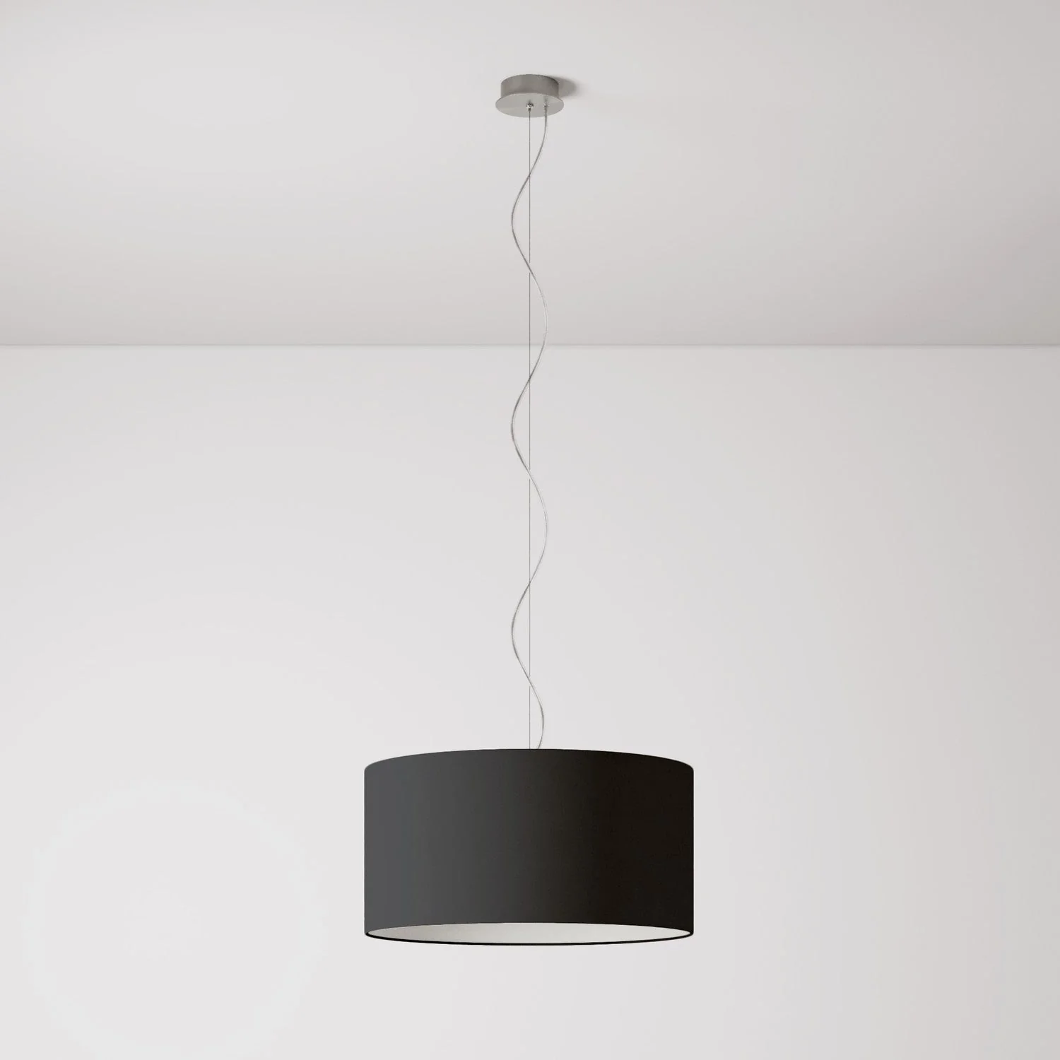 Pendelleuchte mit zylindrischem Stoffschirm Medium – Made in Italy – Teletta Anthrazit