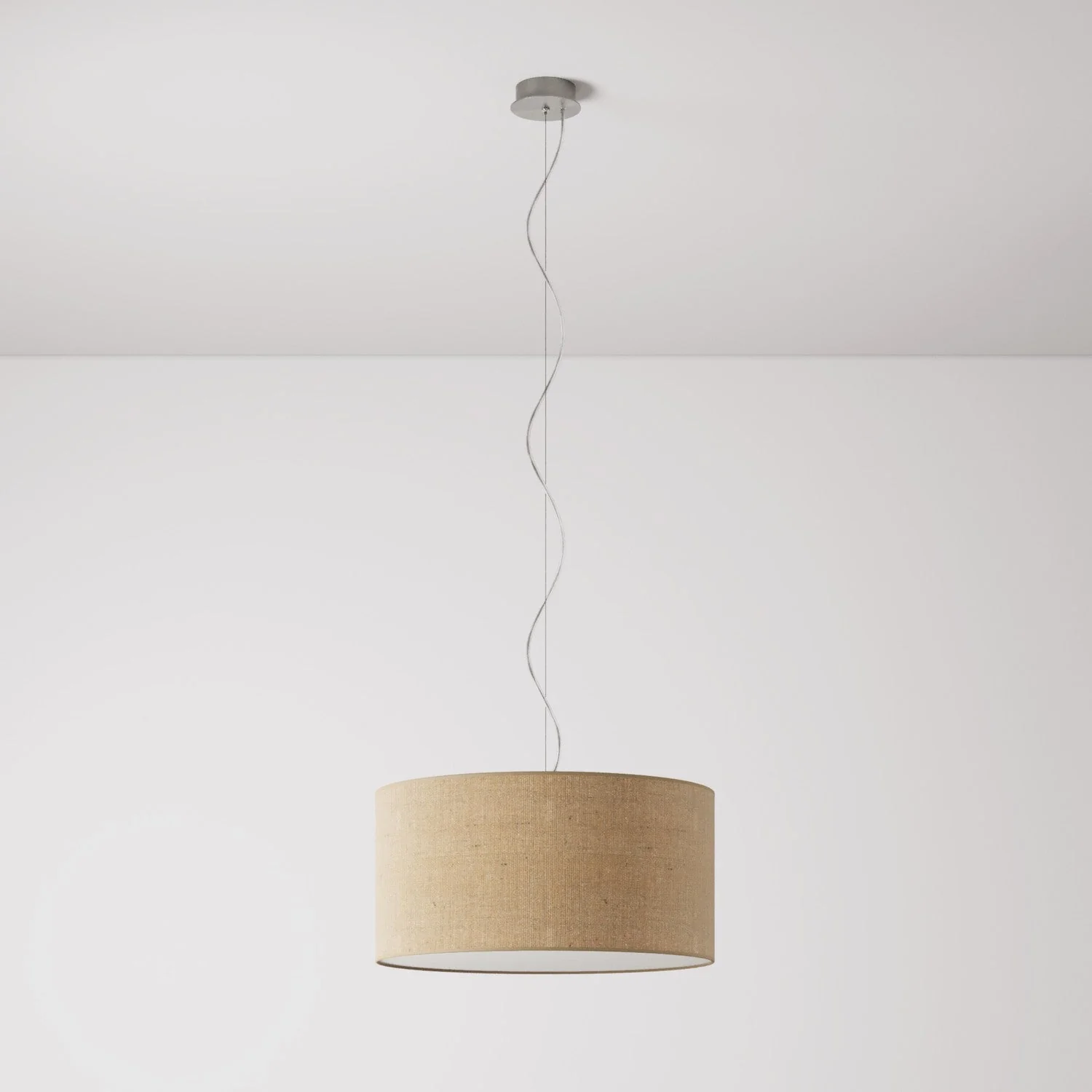 Pendelleuchte mit zylindrischem Lampenschirm aus Stoff Medium – Made in Italy – Naturjute - Image 7