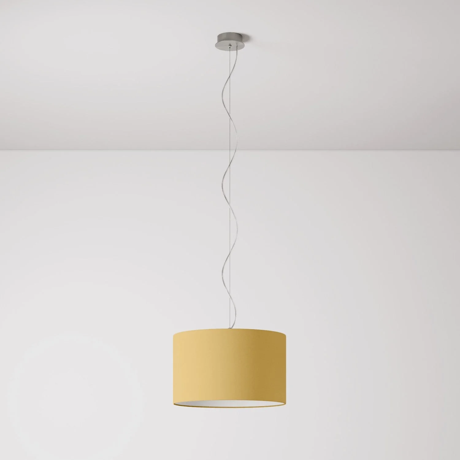 Pendelleuchte mit Lampenschirm aus Stoff Zylinder Small Arenal Gold – Made in Italy