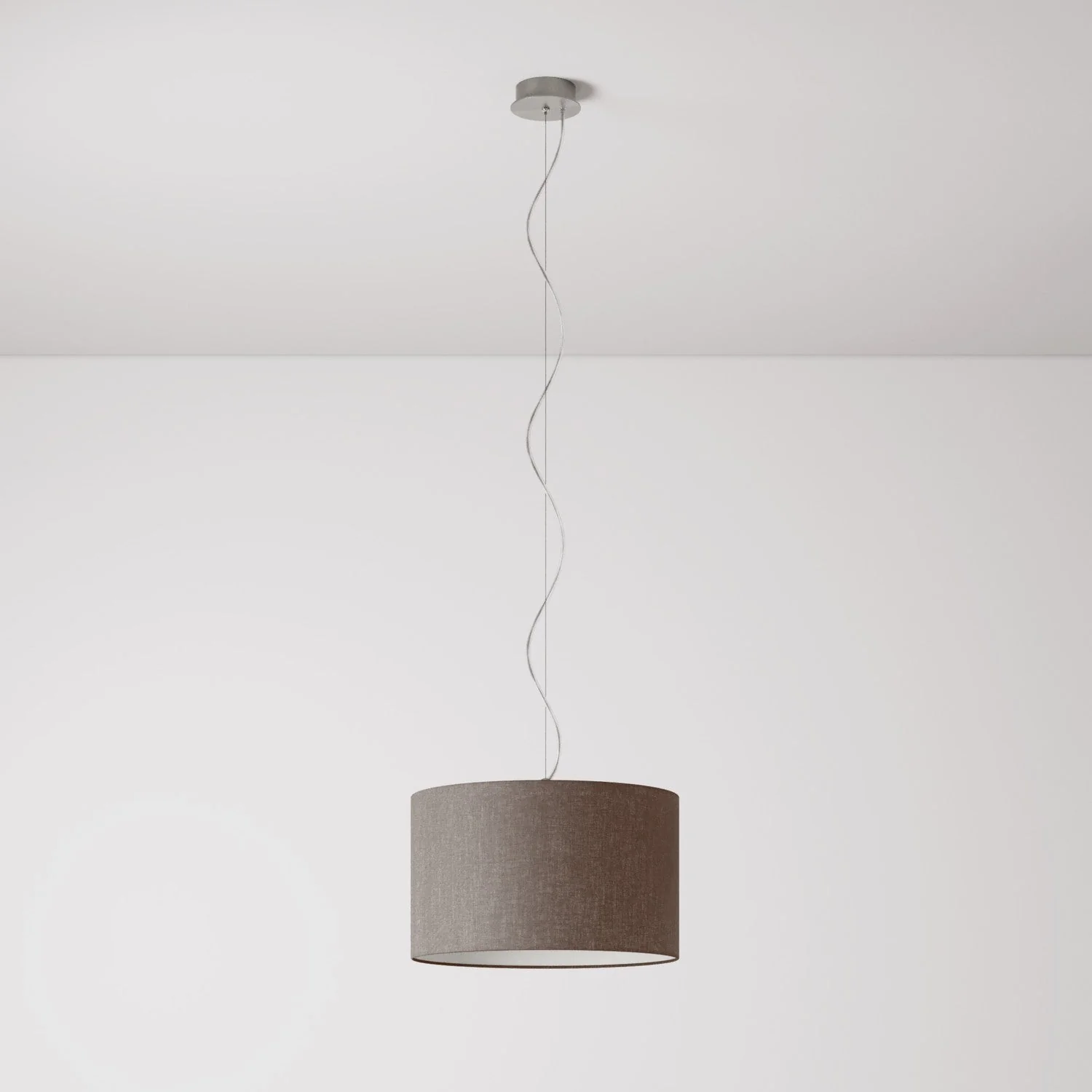 Pendelleuchte mit Stoffschirm Zylinder Small Camelot Braun – Made in Italy