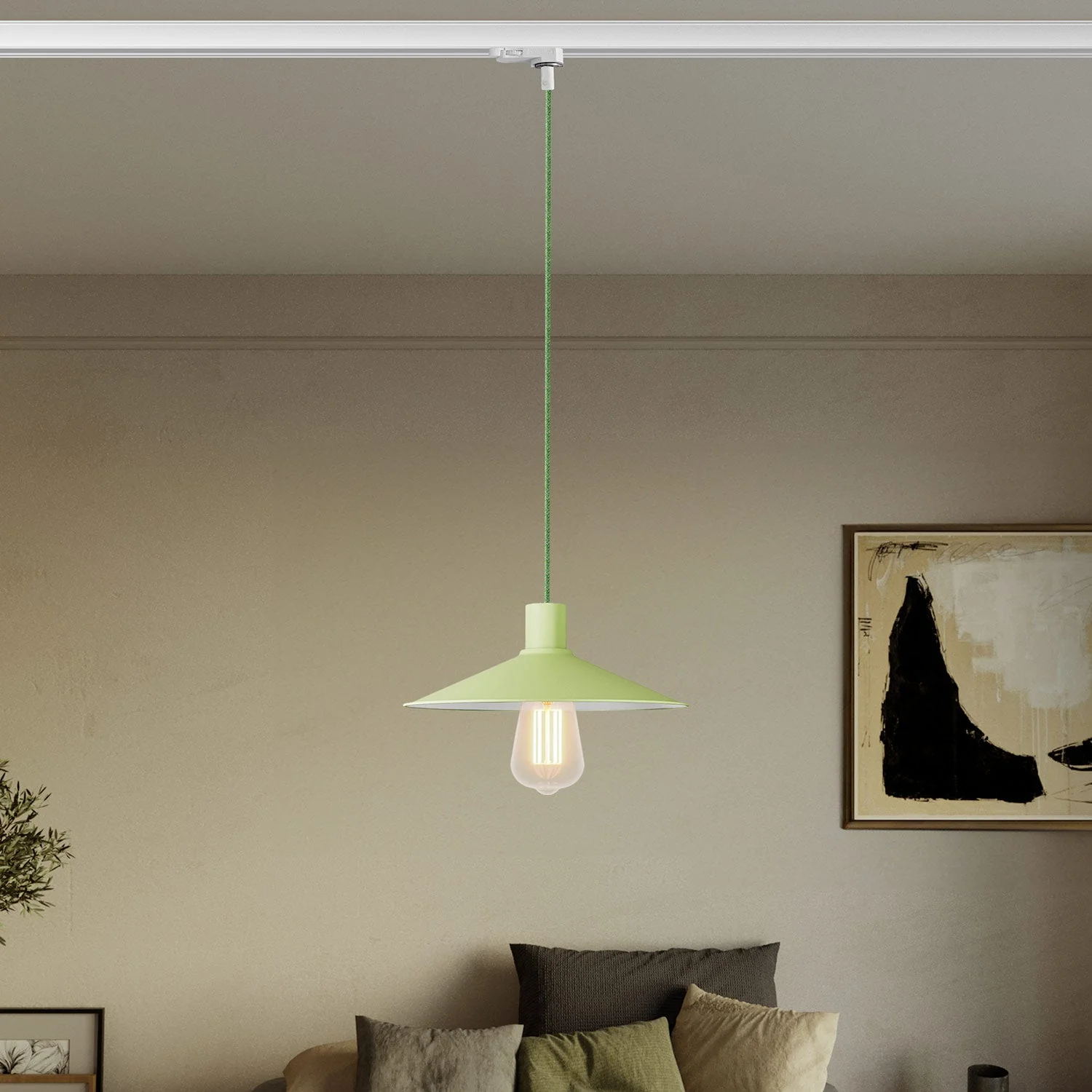 Pendelleuchte mit Schirm Swing Pastell für Schienensysteme – Wiesengrün - Image 2