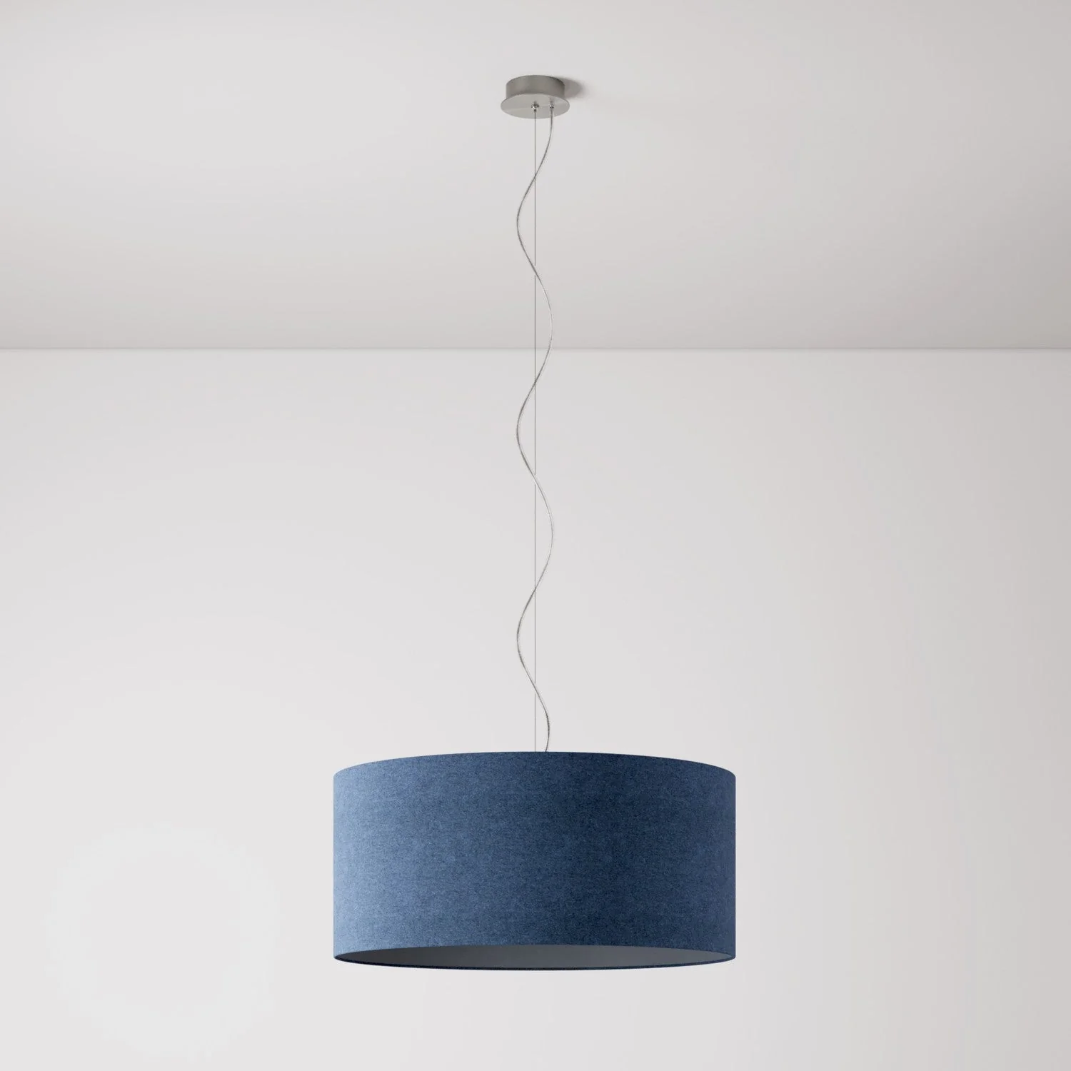 Pendelleuchte mit Stoffschirm Cilindro Large - Made in Italy - Wollstoff Blau