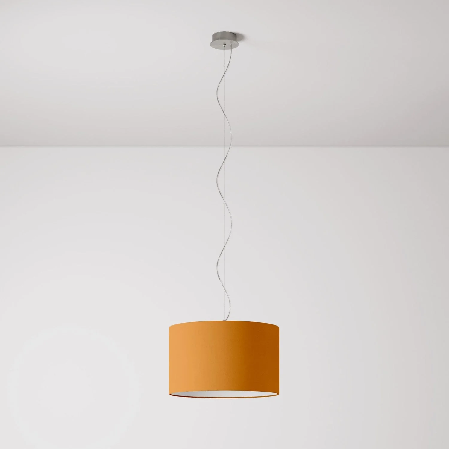 Pendelleuchte mit Zylinderstoffschirm Small Teletta Mandarine – Made in Italy