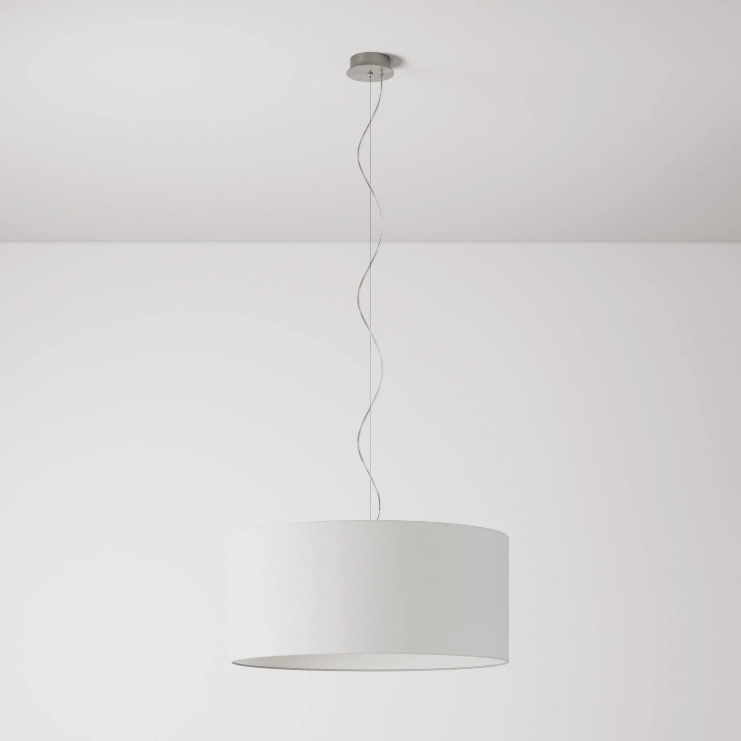 Pendelleuchte mit Stoffschirm Cilindro Large - Made in Italy - Rohleinen