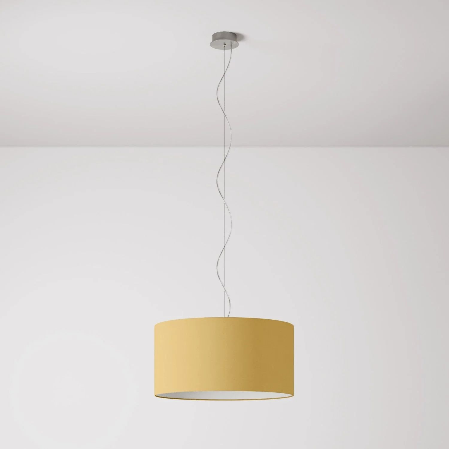 Pendelleuchte mit Stoffschirm Zylinder Medium Arenal Gold – Made in Italy