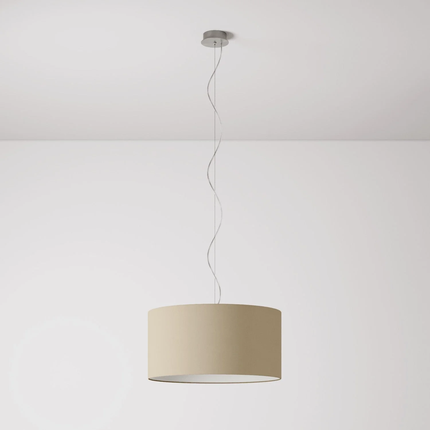 Pendelleuchte mit zylindrischem Stoffschirm Medium Arenal Taupe - Made in Italy