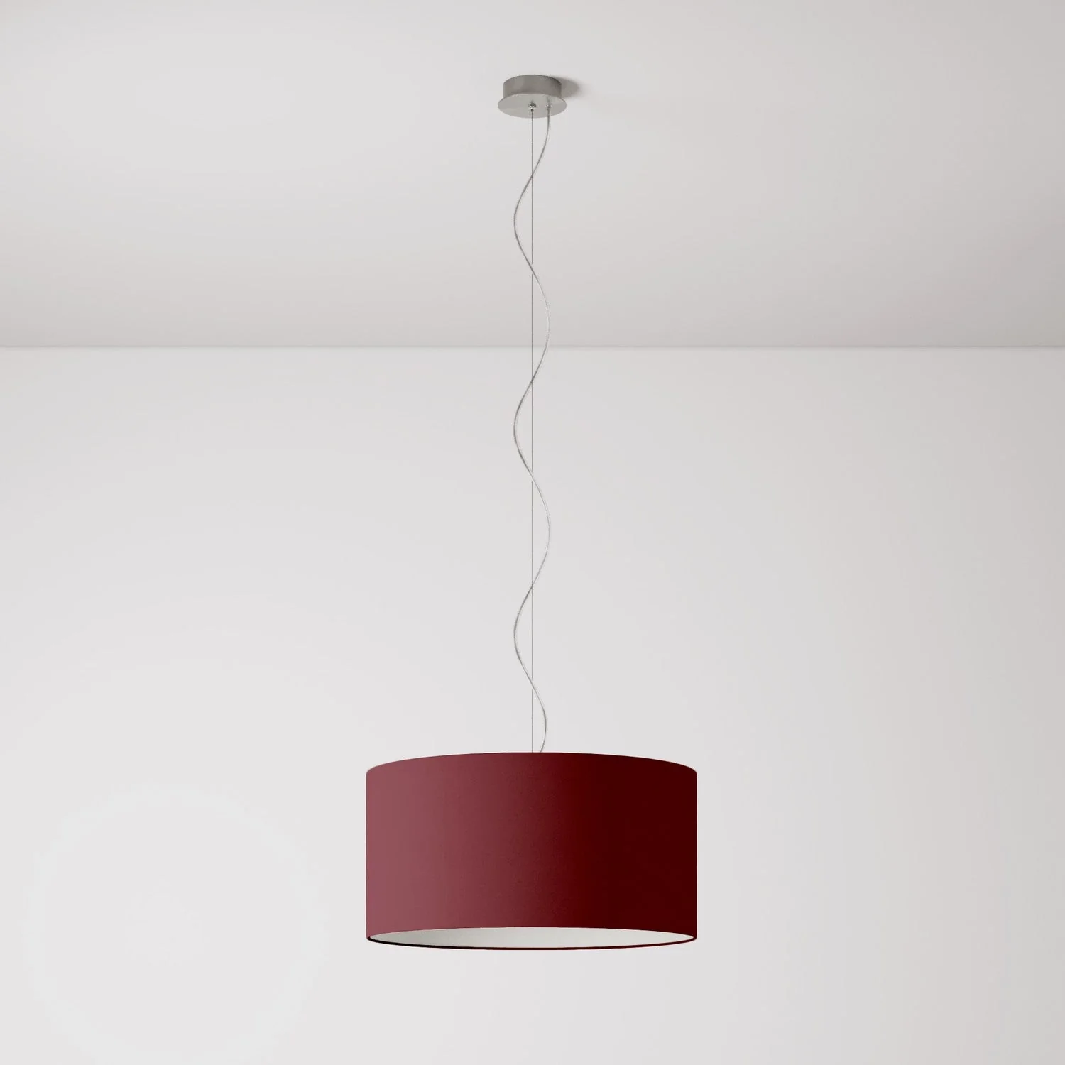 Pendelleuchte mit Lampenschirm aus Stoff Cilindro Medium – Made in Italy – Arenal Bordeaux