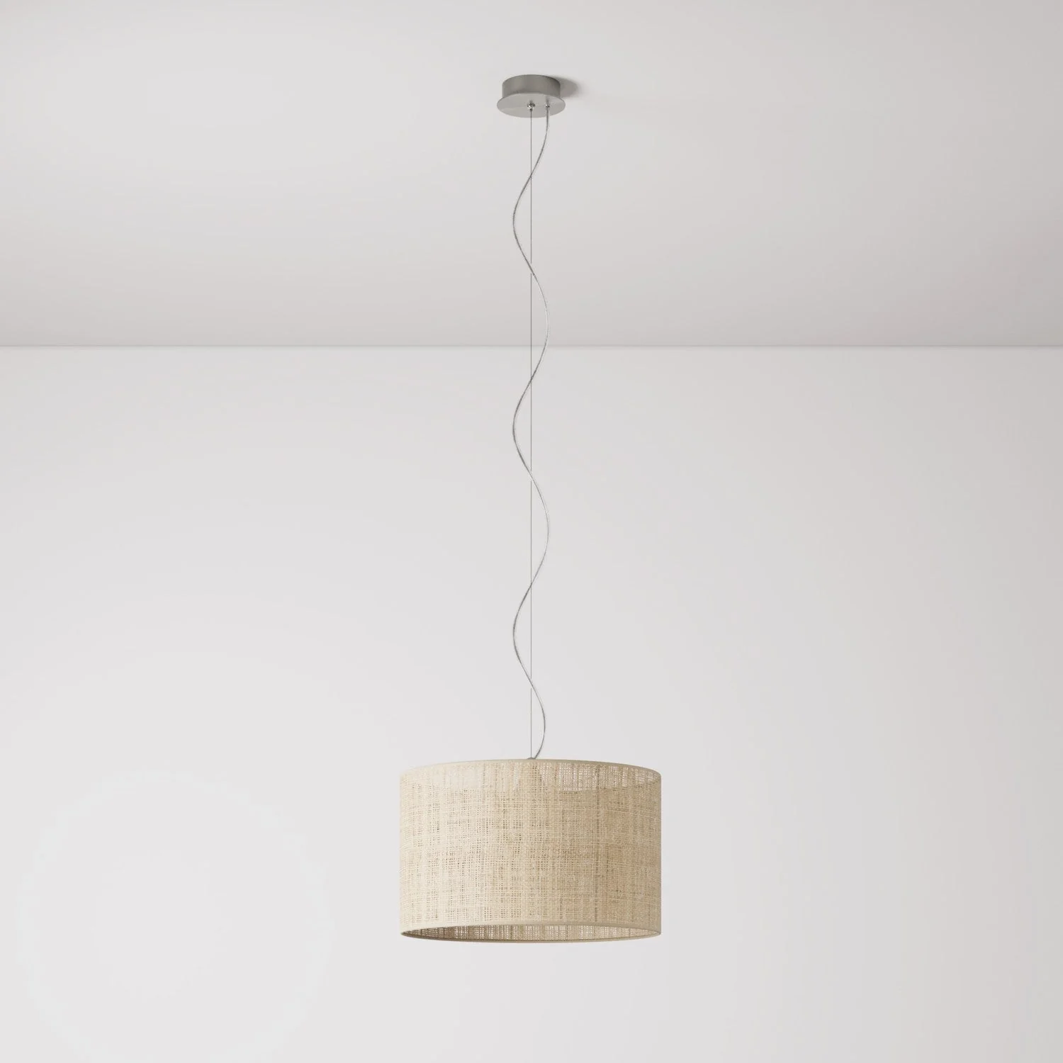 Pendelleuchte mit zylindrischem Stoff-Lampenschirm Small – Made in Italy – Raphia - Image 7