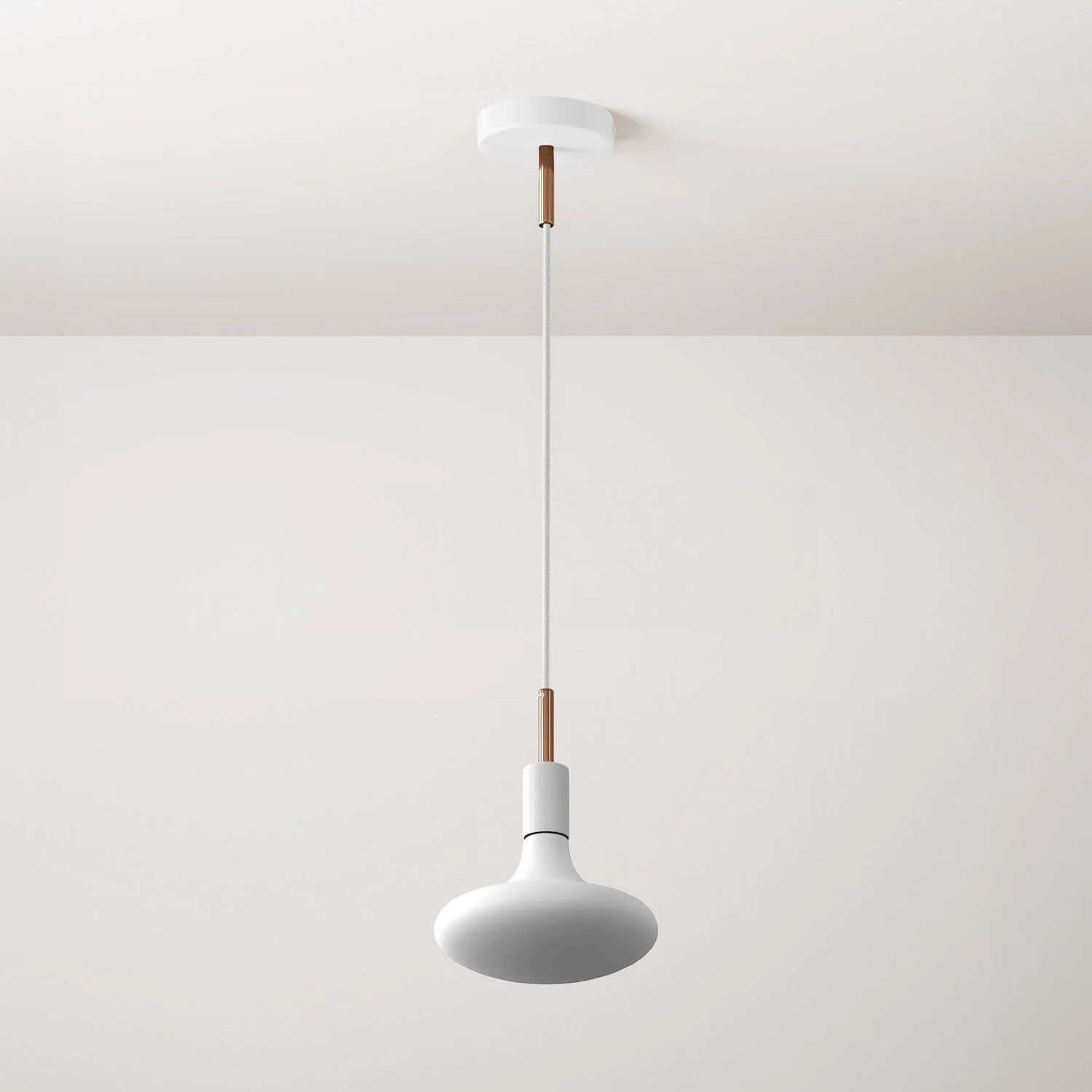 Pendelleuchte komplett mit Textilkabel, Metallteilen und 7-cm-Zugentlastung – Weiß